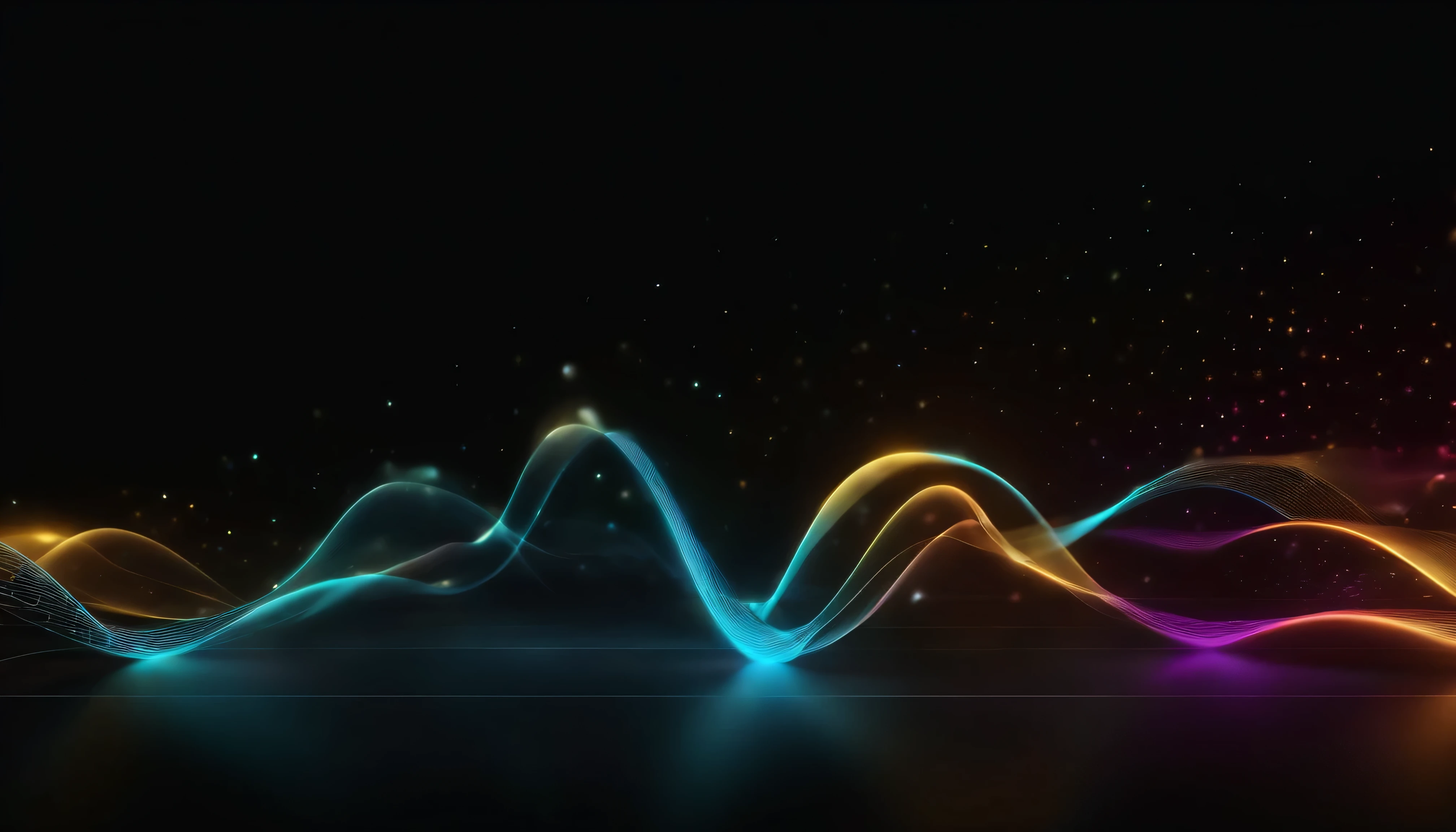 abstract 3d illustration of equalizer over black background with particles, Abstract data wave points 3D graph combination