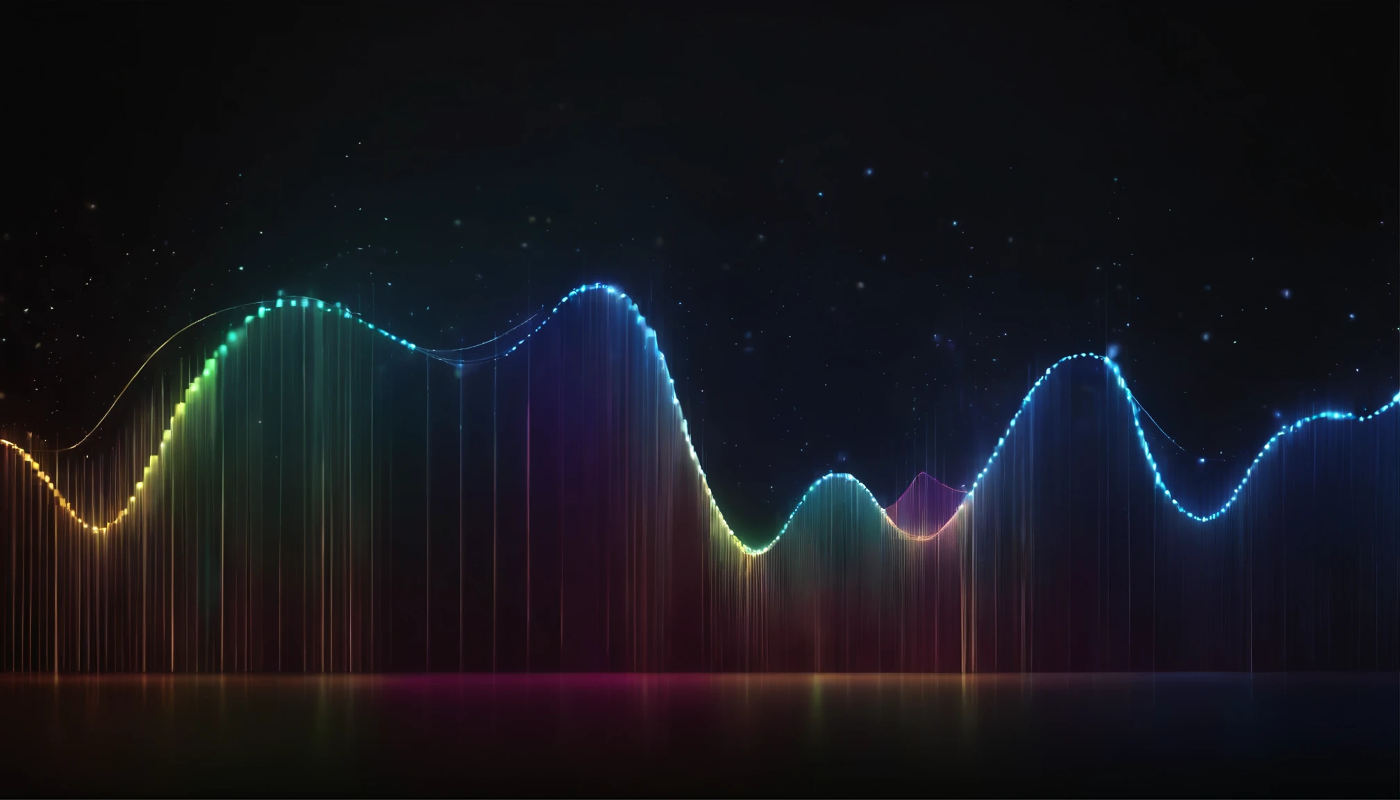 abstract 3d illustration of equalizer over black background with particles, Abstract data wave points 3D graph combination