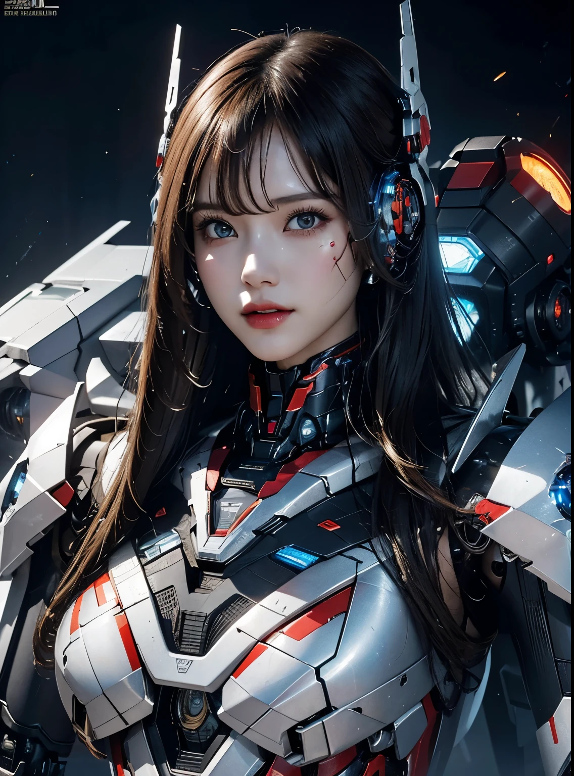 rough skin, Super detailed, advanced details, high quality, better quality, High resolution, 1080P, hard disk, beautiful,(Iron Patriot),beautifulサイボーグの女性,Mecha cyborg ,battle mode, With mechanical body,She wears a futuristic Iron Patriot mech,full body shot