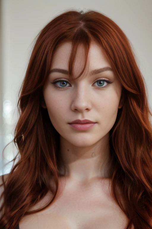 Ultra realistic, 23 year old Swedish female, dyed red hair, medium length extremely curly layered hairstyle, bright blue eyes, high cheek bones, defined jawline, pale skin tone, brown bushie eye brows, long eyelashes, narrow nose, shot on a Canon EOS R6 Mark II camera, bird’s eye view shot, rainy summer day