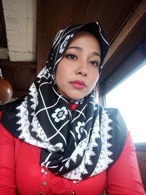 (8k, RAW photo, best quality, masterpiece:1.2), (realistic, photorealistic:1.37), 1 mature hijab woman, 55-years-old, real huge breasts, huge breasts, huge breasts, real nipples,