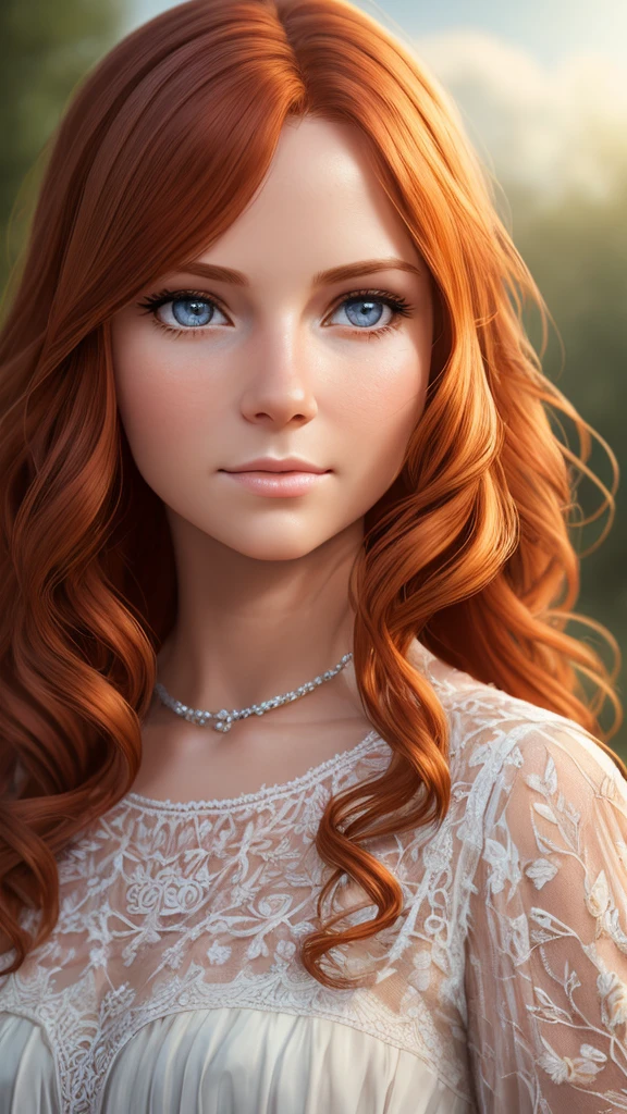 RAW uhd portrait of 24-year-old blonde close-up, Natural red hair, castles, Wavy, (brown-eyed woman) colourful, 8k, many details, ultra hd, realistic, vivid colors, highly detailed, UHD drawing, pen and ink, perfect composition, beautiful detailed intricate insanely detailed octane render trending on artstation, 8k artistic photography, photorealistic concept art, soft natural volumetric cinematic perfect light, Prehistory, redhead, (Red Summer Dress), (cutout), Detailed (textures!, Hair!, brightness, Color!, imperfections:1.1), High detail of light eyes, (looking at the camera), specular lighting, dslr, ultra quality, sharp-focus, Sharp, Depth of field, Film grain, (centered), Fujifilm XT3, Crystal clear, The center of the frame, cute face, sharp-focus, bokeh, (dimly lit), Low key, (day sky), day.