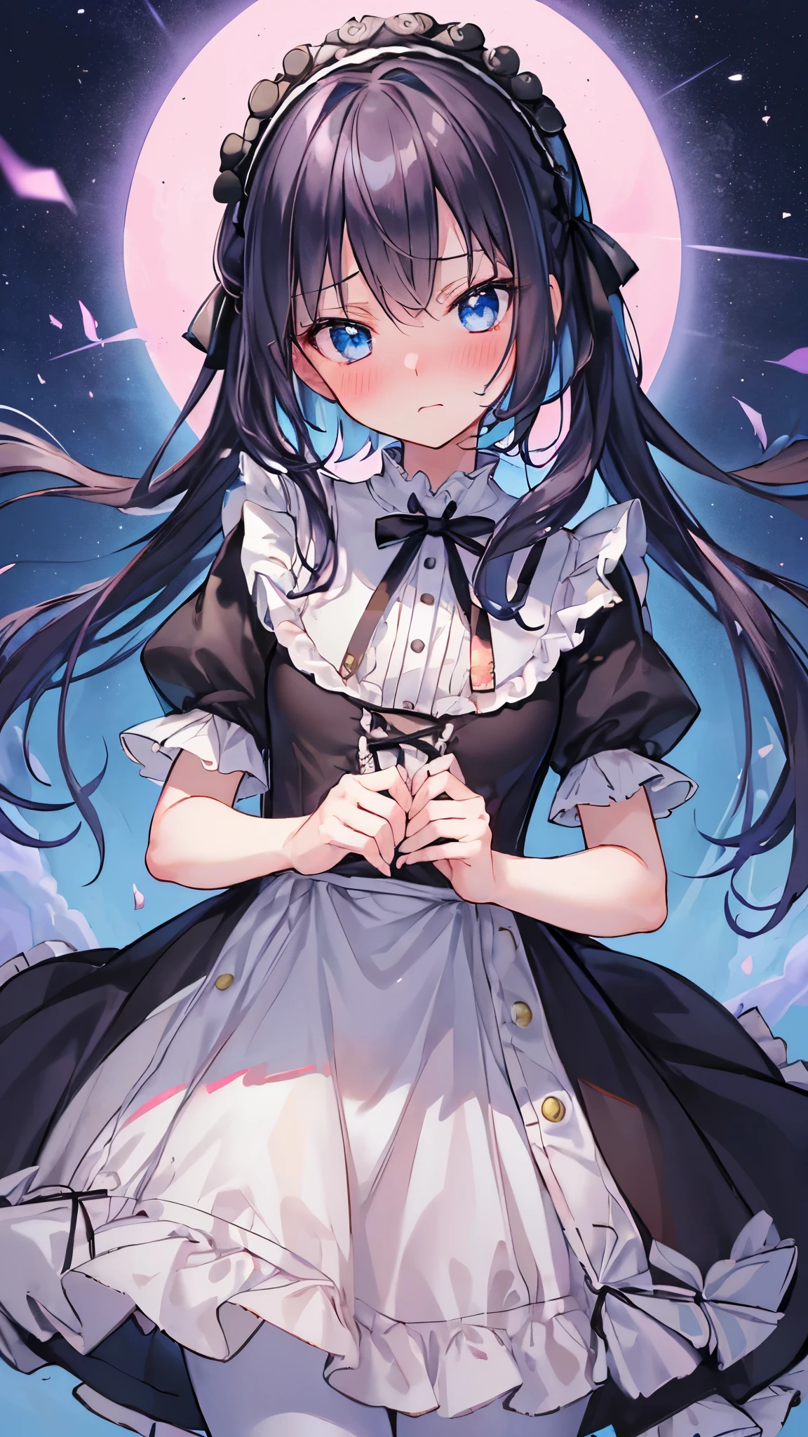 (table top, highest quality:1.2), 8K, 85mm, official art, absurd, black haired, (blue eyes, ta fashion, sweet loligothic, dress:1.2), idol face, Upper body, beautiful girl, gardeniass, copenhagen, short sleeve, grace, Sophisticated, gardenia, film grain, chromatic aberration, sharp focus, face light, dynamic lighting, cinematic lighting,(( blush、embarrassed look, avert your eyes、look down shyly:1.2))、(((lift up the skirt、I can see white pants、Sujiman、slit)))、