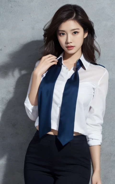 masterpiece, best quality, high resolution, very beautiful woman, detailed facial depiction, solo, shirt, perfect body, from below, lascivious, sexually depicted, open legs, viewer look, skirt, norinobu Shinoyama, realistic texture, dark background