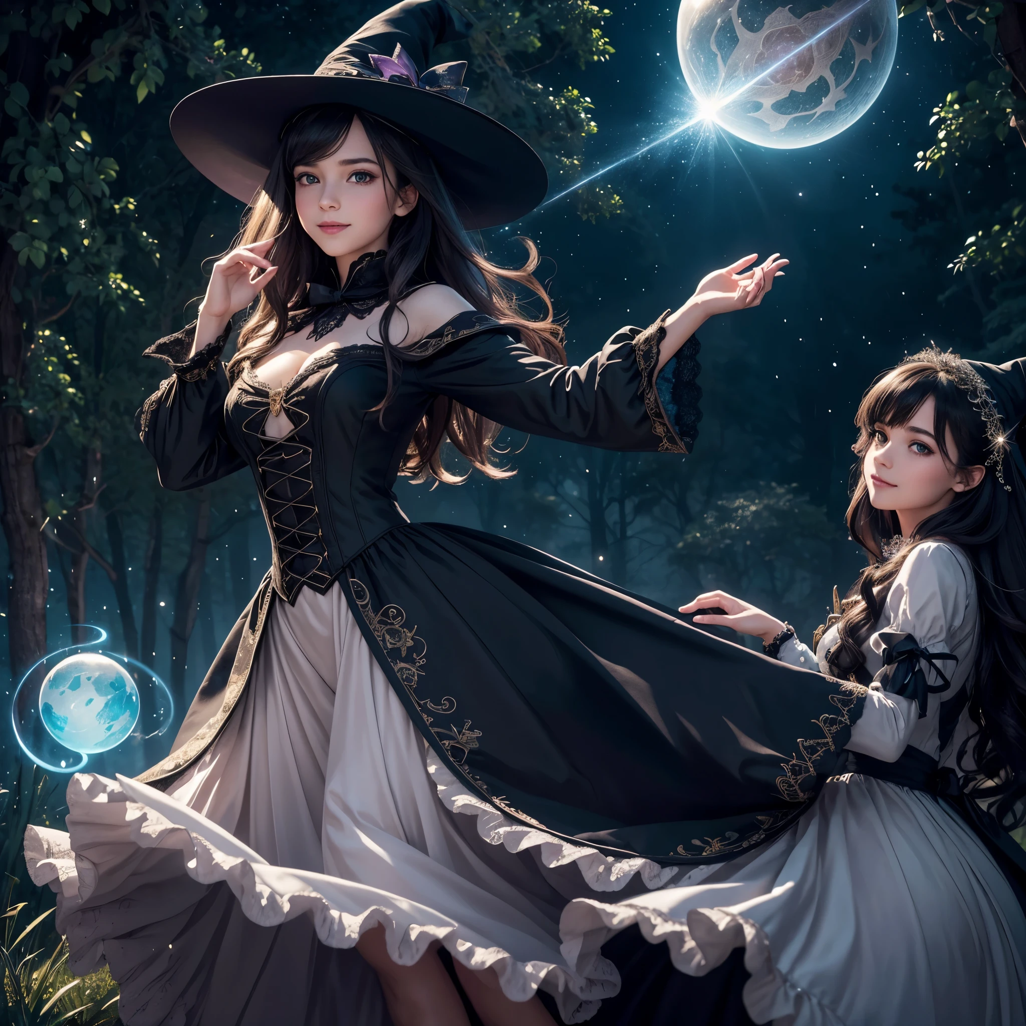 masterpiece、top-quality、ultra-detailliert、illustratio、女の子 1 人、独奏、Fantasia、flight、broom、nigh sky、plein air、magic、Spells、a moon、stele、clouds、the wind、The hair、cloaks、Hats、boots、Broom handle、SHINES、Mysterious、Captivating、fickle、Playful、adventurous、liberta、wonder、imagination、decision、skill、velocity、migration、The energy、真实感、Naturalistic、figurative、Expressive、a beauty、Fantasy culture、myth、fairytale、folklore、legends、the witch、sorcerer、Magical creatures、fantasy worlds、constitute、scale、foreground、Midway、Background with、point of view、optic、Farbe、textured、detaileds、a beauty、wondrous。Witches often