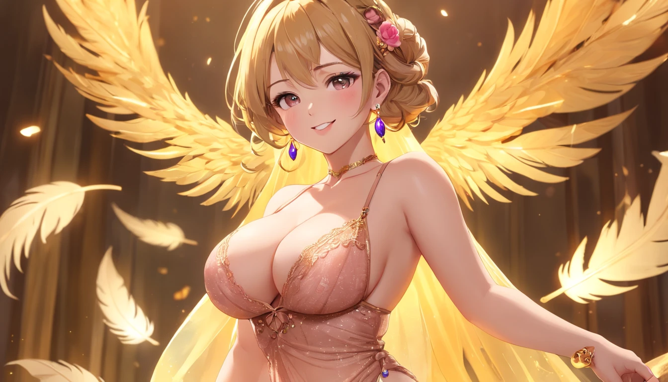 40-year-old mature woman、sensual curves、huge breasts、thighs、bubble、おのmasterpiece, 最high quality, Super detailed, full body shot,  beautiful mature woman, nightgown and , enchanting smile, thick lips, Chubby唇, blush, looking at the viewer,  expression, beautiful髪型, cleavage, Plump、curvy hips、attractive face、naughty face、sexy lingerie　、an inviting gaze、Expression of emotions、Lewd underwear、erotic see-through lingerie set、Standing position、gorgeousなアクセサリー 、の女性,  shoulders, golden hair, colored feather, metal ornaments, colored flowerズ, particle, light, (masterpiece, 最high quality, 最high quality, official art, beautiful and aesthetic:1.2), (1 girl:1.3), very detailed,(fractal art:1.1),(colorful:1.1)(flowerズ:1.3),most detailed,(zentangle:1.2), (dynamic pose), (abstract background:1.3), (shiny skin), (lots of colors :1.4), ,(earrings:1.4), (feather:1.4),masterpiece, 最high quality, Super detailed, various hairstyles，gold headband，plump breasts，convex buttocks，greek clothing，Tulle covers the breasts，perfectly proportioned, detailed clothing details,marble，god statue，cinematic lighting, film grain, Fuji color, contrast of light and dark, 8K, masterpiece, Super detailed, high detail, high quality, High resolution, masterpiece, 最high quality, Super detailed, 30~40 years, full body shot,  beautiful ,mature woman, nightgown and , enchanting smile, thick lips, Chubby唇, blush, looking at the viewer,  expression, , cleavage, Plump、curvy hips、attractive face、naughty face、sexy lingerie、an inviting gaze、Expression of emotions、Lewd underwear、(((erotic see-through lingerie set)))、Standing position、gorgeousなアクセサリー、raise your , from below, (((:1.2)))、exposed chest、Openwork decoration，(((see through dress)))、(((Moist eyes)))、(((anatomically correct body))) , ((( underwear)))、erotic see-through lingerie set、、(((gasping face)))、Openwork decoration，(((R-18)))、Hakari、Whirlpool、thighs, , standing stiffly, looking at the viewer, outdoor, blush, 1 girl, (masterpiece:1.3), (High resolution), (8K), (very detailed), perfect face, Nice eyes and face, (((最high quality))), (Super detailed), detailed face and eyes, (alone), High resolution、beautifuleyes,(((sexy pose)))、(((露出したbig breasts)))、(((Chubby)))、granola,flower、Uplifting、A big smile、gorgeous、(((nipple )))