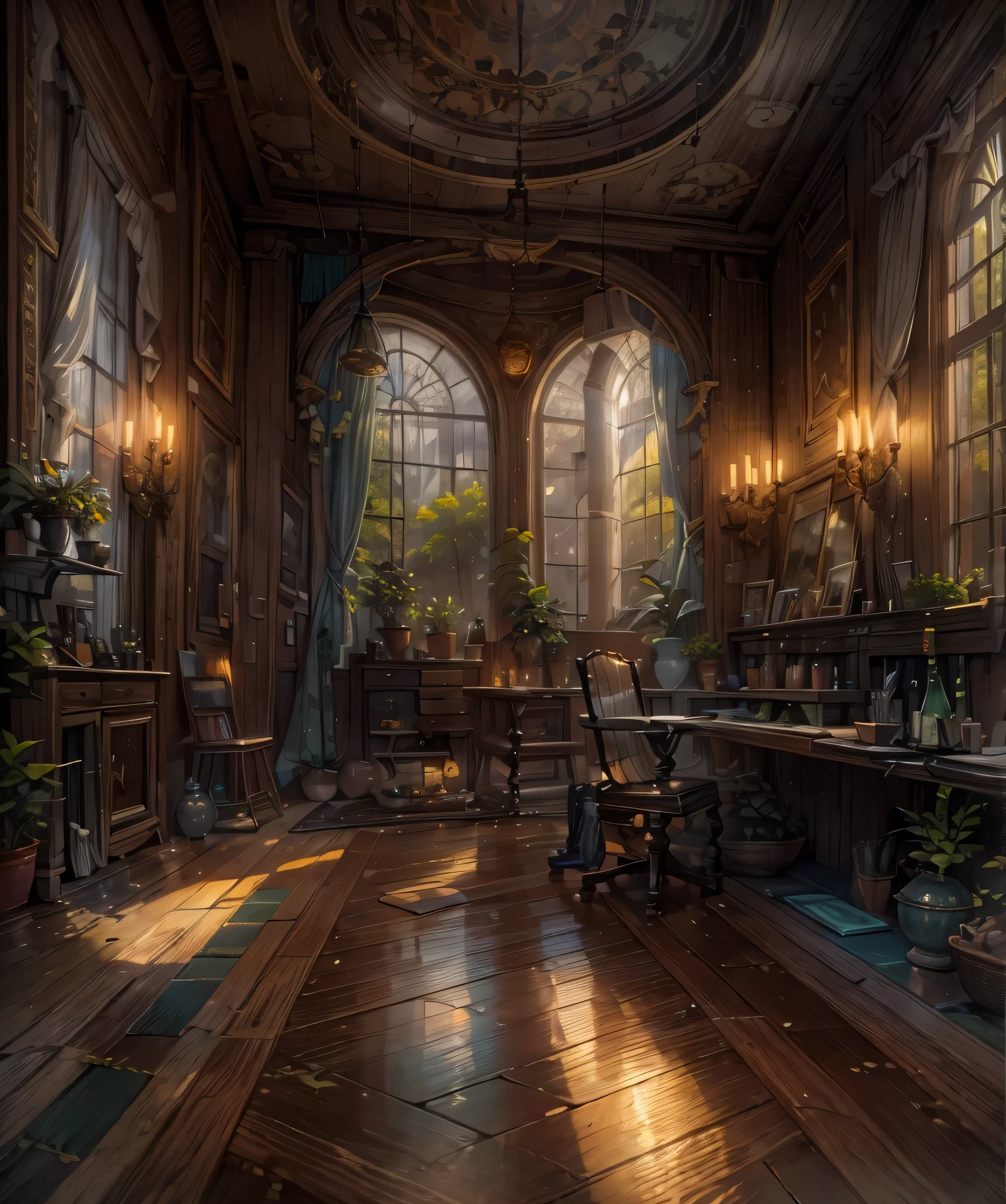 Indoor, mysterious, fantasy elements, exquisite and unparalleled visual effects, tranquility, mystery, magic, masterpiece: 1.2, super details, realism: 1.37, HDR, UHD, studio lighting, realistic, scenery, soft lighting