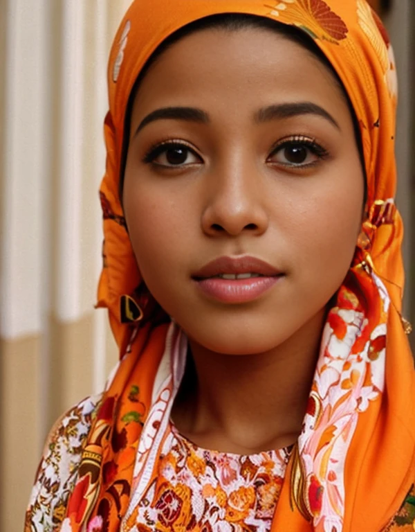 there is a woman with a scarf on her head and a scarf around her neck, imane anys, inspired by Chinwe Chukwuogo-Roy, discovered photo, african ameera al taweel, by Chinwe Chukwuogo-Roy, aida muluneh, student, photo of young woman, riyahd cassiem