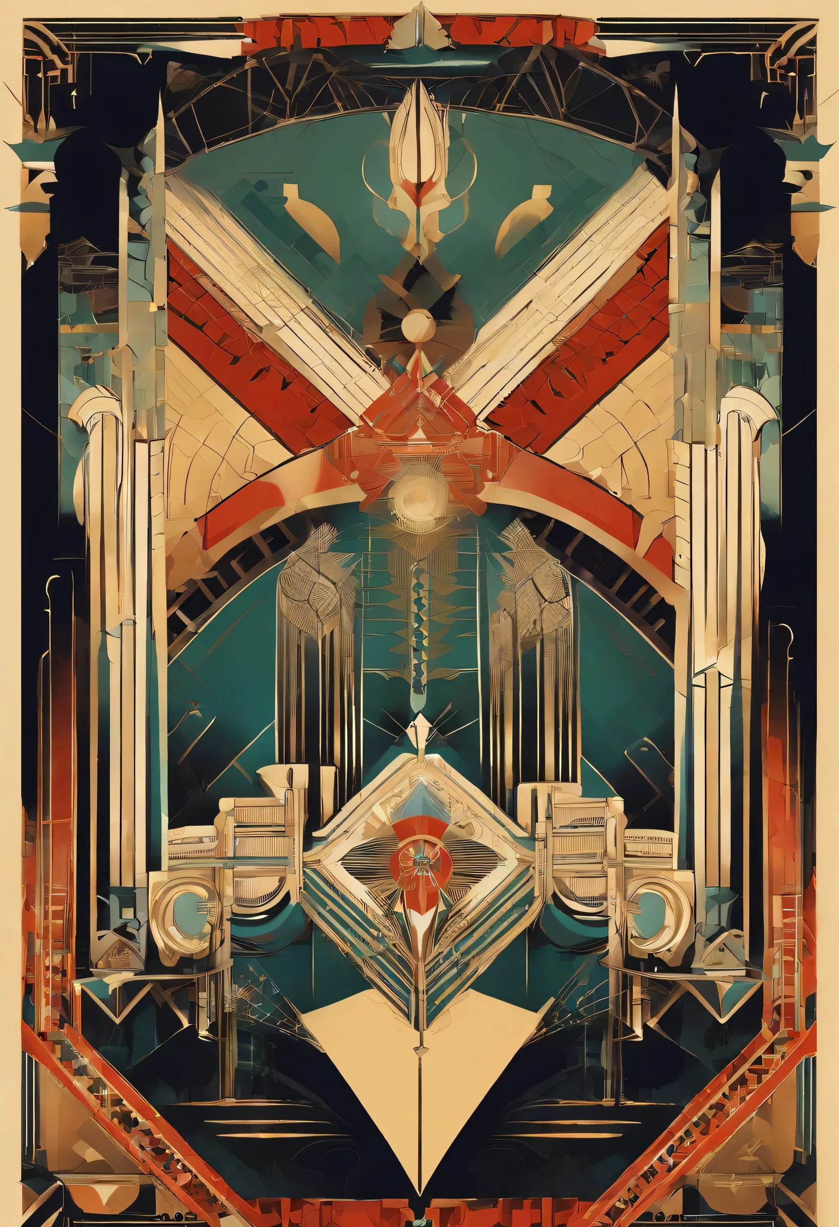 Stylized, vintage allure, Art Deco posters from the 1930s, elegant flair, geometric shapes, golden accents, rich colors, dynamic compositions, intricate patterns, glamorous, evocative, retro vibe, vibrant hues, bold typography, golden age, art nouveau influence, graphic design, 4k, illustration, vector art, poster art, cinematic, nostalgic, pop art, modern art, minimalist, abstract, impressionistic, surrealist, artstation, deviantart, dribble, redbubble, teepublic, high saturation, complementary colors, contrasting colors, fine details, textured