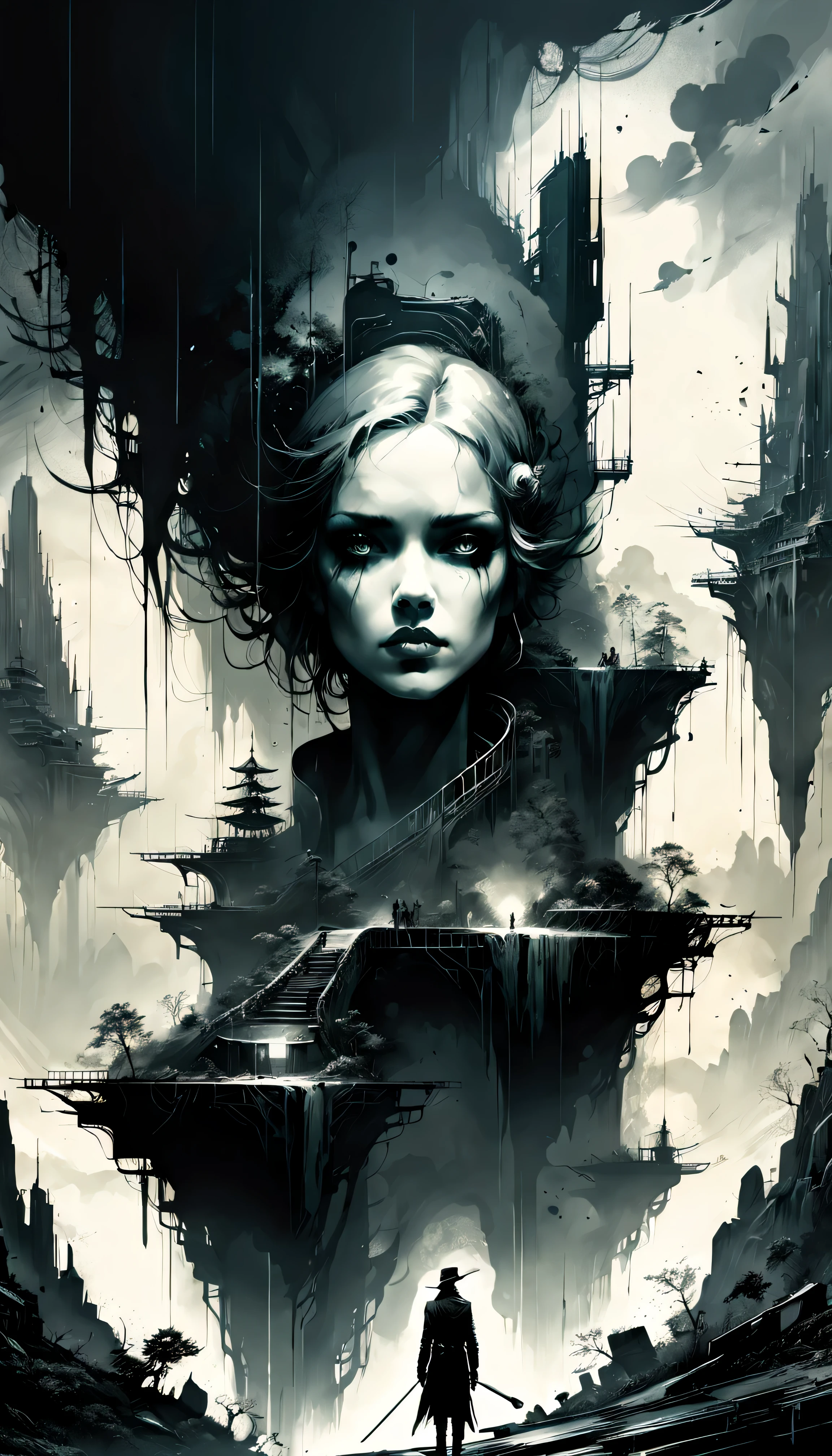 I'm bored, i want good times: ink v3, datanoshing, dark art, art deco, sf, HDR, 32k, masterpiece, by Darek Zabrocky, Anna Dittman, russ mills, luis royo, rembrant, tyler edlin, digital painting, breathtaking scenery landscape, intricate show