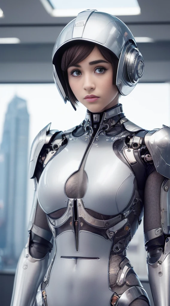 (The cyborg:1.1), (femboy:1.7), (Suki Waterhouse:1.5). (face portrait:1.0). Lexx , Mass Effect , Galaxina, Terminator, Metropolis. (masculine body:1.6). (She is entirely made from plastic and aluminum). (simple mechanical engineering:1.5). (neatly drawing all mechanical parts:1.6). (neatly drawing eyes:1.5), (Garson short haircut:1.5), (open helmet:1.4), (arms behind back:1.5). articulated metal arms, unhuman articulate cybernetic face. there are metal inclusions on her face. unhuman gaze. (identical unhuman cyborg's optical sensors:1.4). (her body is made from polished aluminum and translucent white plastic:1.4). beautiful perfect face, perfect articulate hands with five perfect articulate fingers. very sexy. mechanistic design, cyberpunk, causing sexism. (cyborg's fingers:1.3). (enhanced image quality:1.5), (sharp focused photography:1.5).