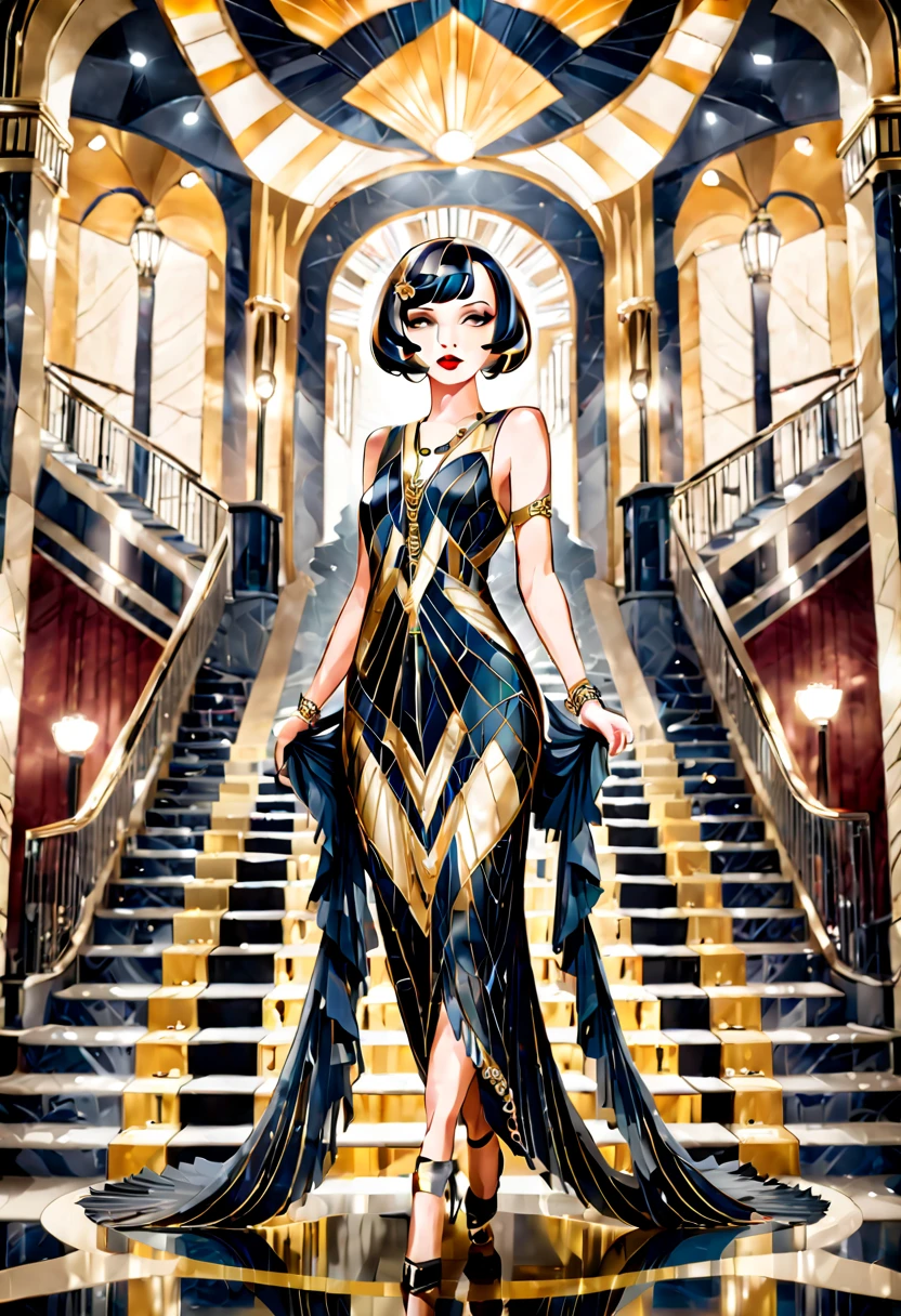 art deco design，fashion clothing，streamline moderne，Abstraction，Chinese style，Luxury and Luxury
