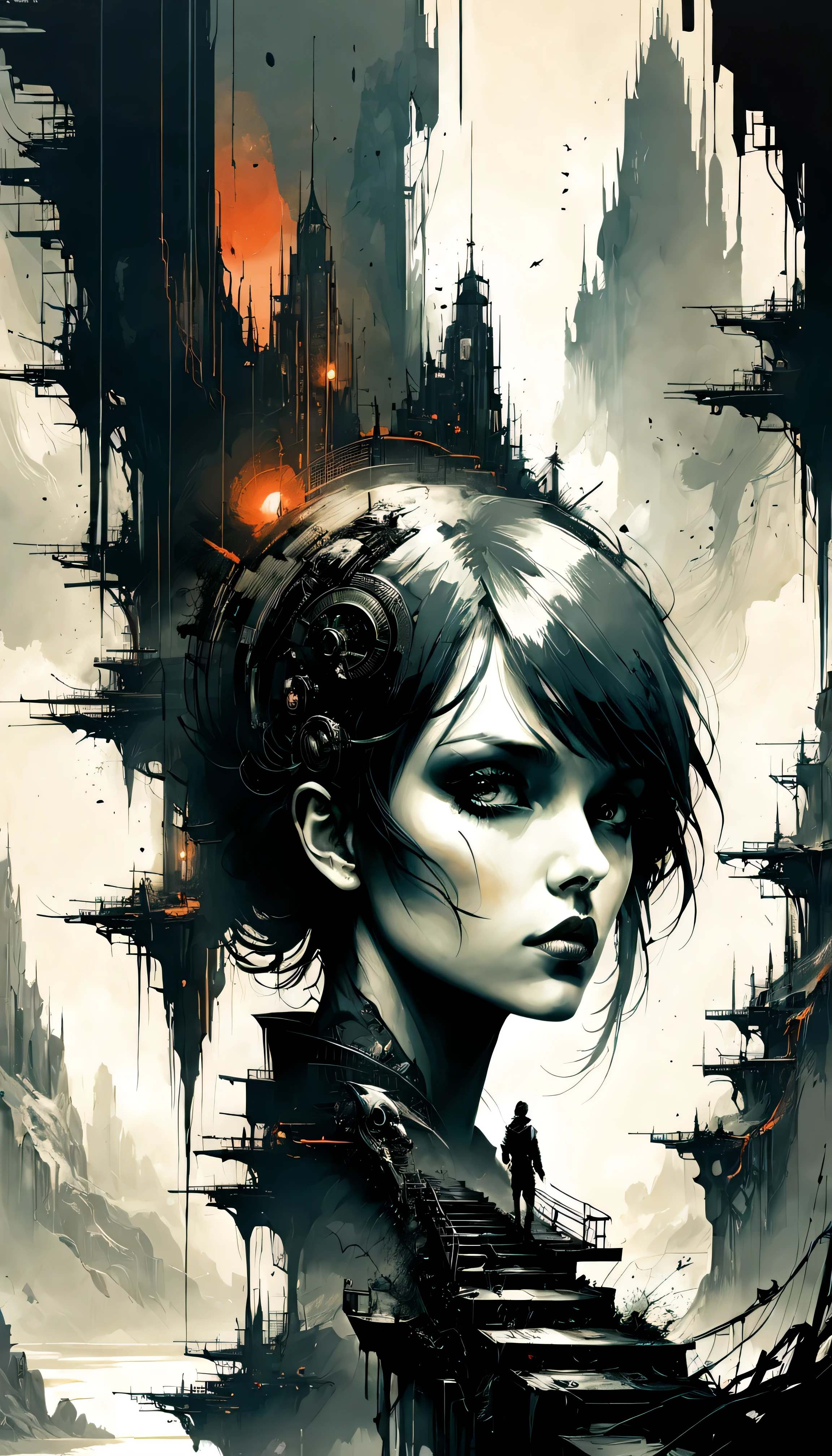 I'm bored, i want good times: ink v3, datanoshing, dark art, art deco, sf, HDR, 32k, masterpiece, by Darek Zabrocky, Anna Dittman, russ mills, luis royo, rembrant, tyler edlin, digital painting, breathtaking scenery landscape, intricate show