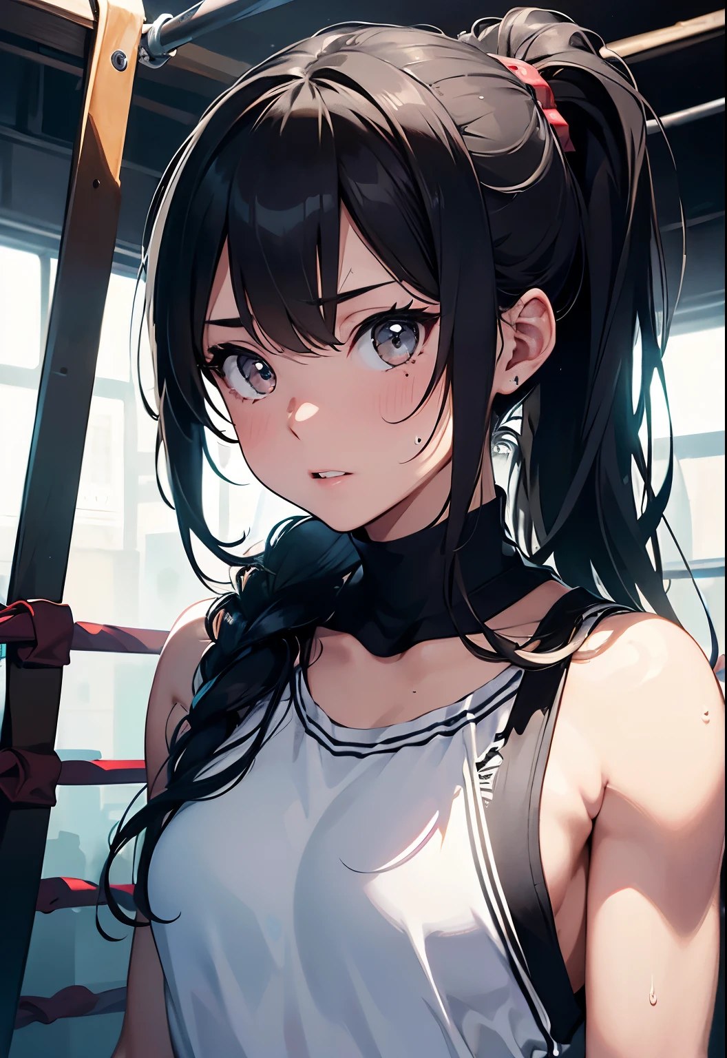 (original) , (very detailed wallpaper) , (best quality) , (masterpiece) , photographic reality, realistic, very detailed illustrations, (1 girl) , beautiful eyes, (delicate face) , perfect detail, (best lighting) , (super complex details) ,
(boxing girl) , (aggressive punching) , sweat, heavy breathing, (oppressive attack) , (boxing ring) , athletic shorts, perfect detail, perfect fingers, perfect limbs, impact, (shiny skin) , abs, muscles, waistline,boxing shorts, fist fight, black hair, high ponytail, very long hair,
4K unified, (super detailed CG: 1.2) , (8K: 1.2) , realistic, octane rendering
