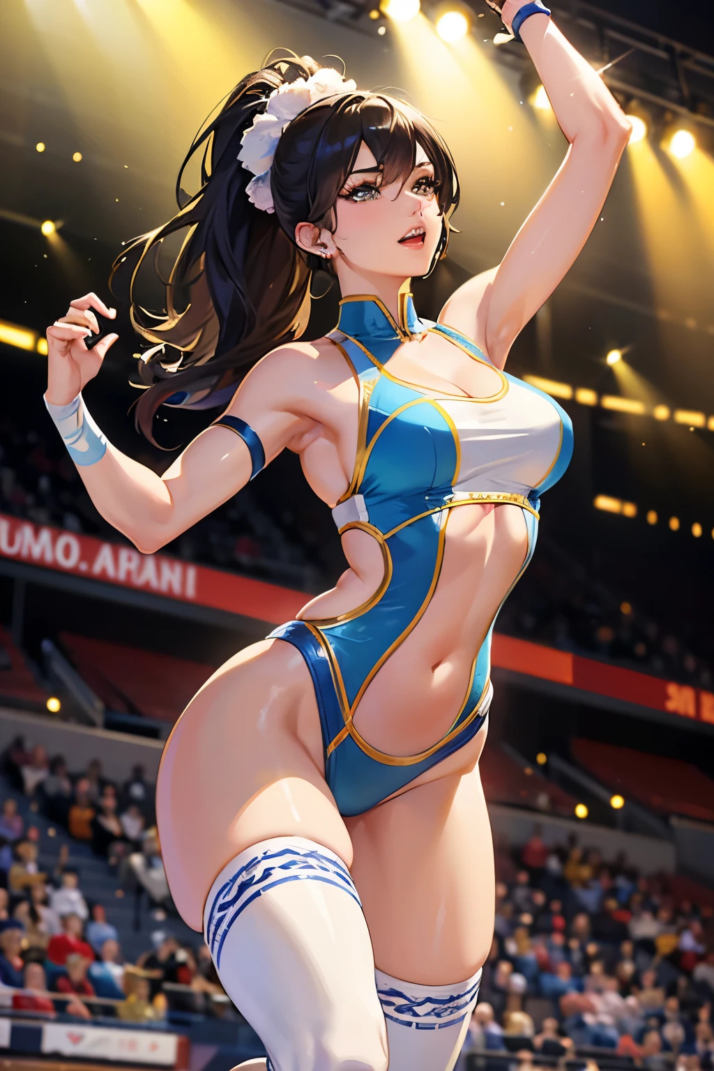 (best quality,4k,8k,highres,masterpiece:1.2),ultra-detailed,(realistic,photorealistic,photo-realistic:1.37),seductive,NFL,cheerleaders,classy,energetic performance,vibrant colors,glamorous smiles,eye-catching uniforms,captivating poses,athletic bodies,team spirit,enthusiastic crowd,sharp focus,dynamic movements,professional choreography,upbeat atmosphere,cheering fans,high kicks,pom-poms,passionate dancers,stadium lights,blurred background,beautiful detailed eyes,beautiful detailed lips,exciting halftime show,sparkling personalities,sexy and confident,modern dance routines,rippling muscles,playful smiles,energetic jumps,long hair flowing,musical rhythm,synchronized moves,sensational performances,multi-directional actions,sexy curves,inspiring presence,exciting energy