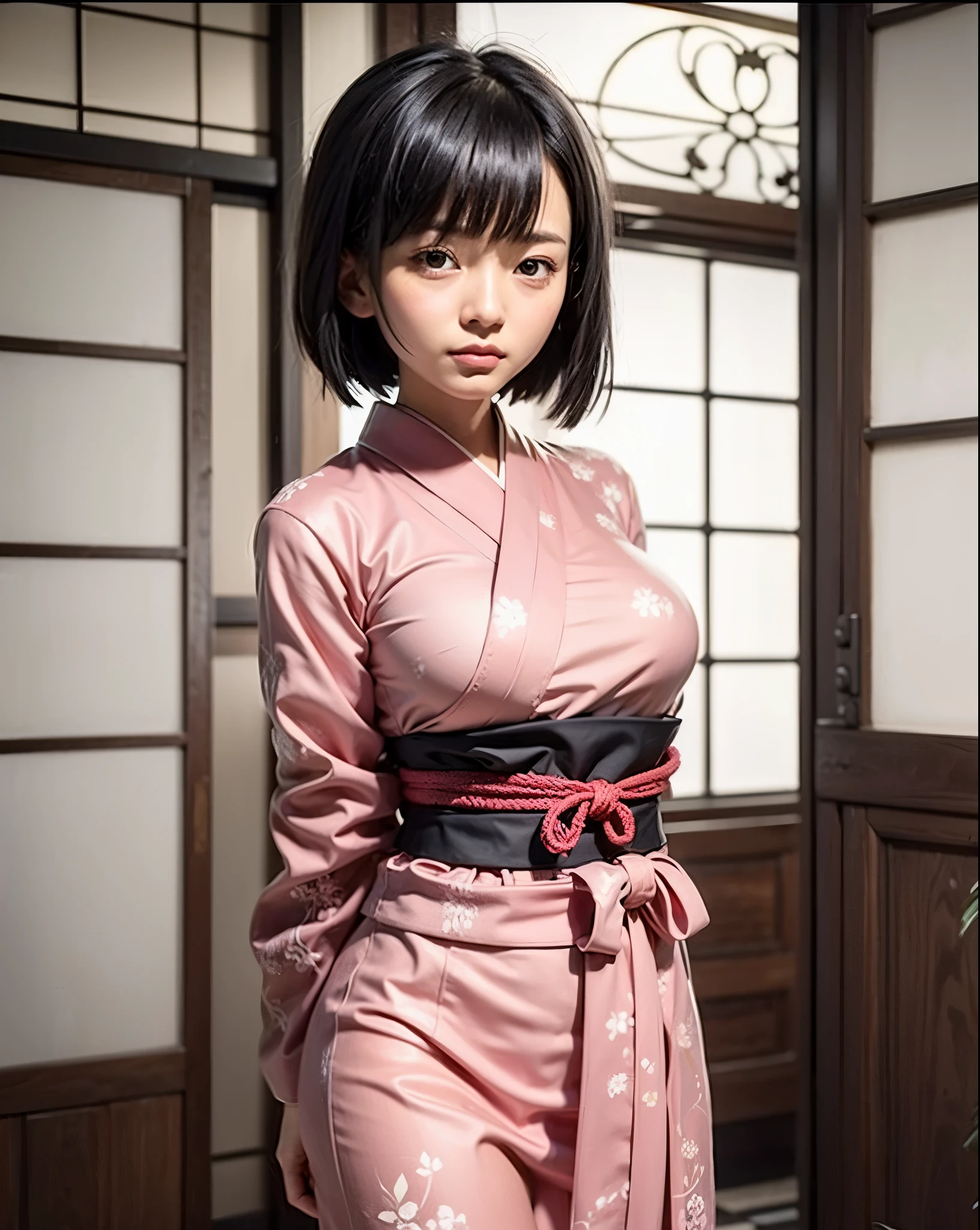 Shizuka Mikazuki, zoom 100 anime, black hair, pink kimono