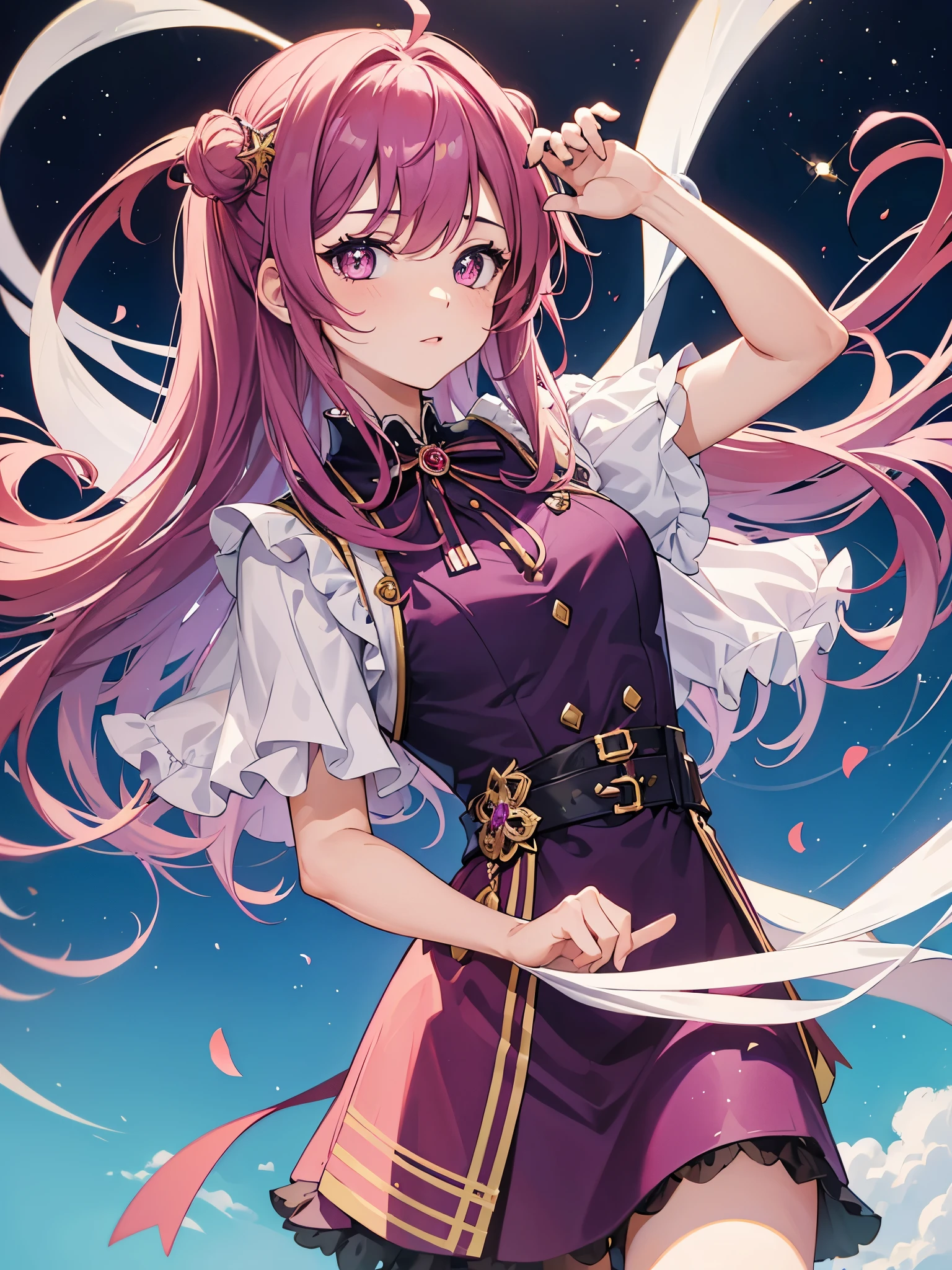 1girl, colorful hair, plum eyes, ((Dutch style dress)), ((idol)), magical girl