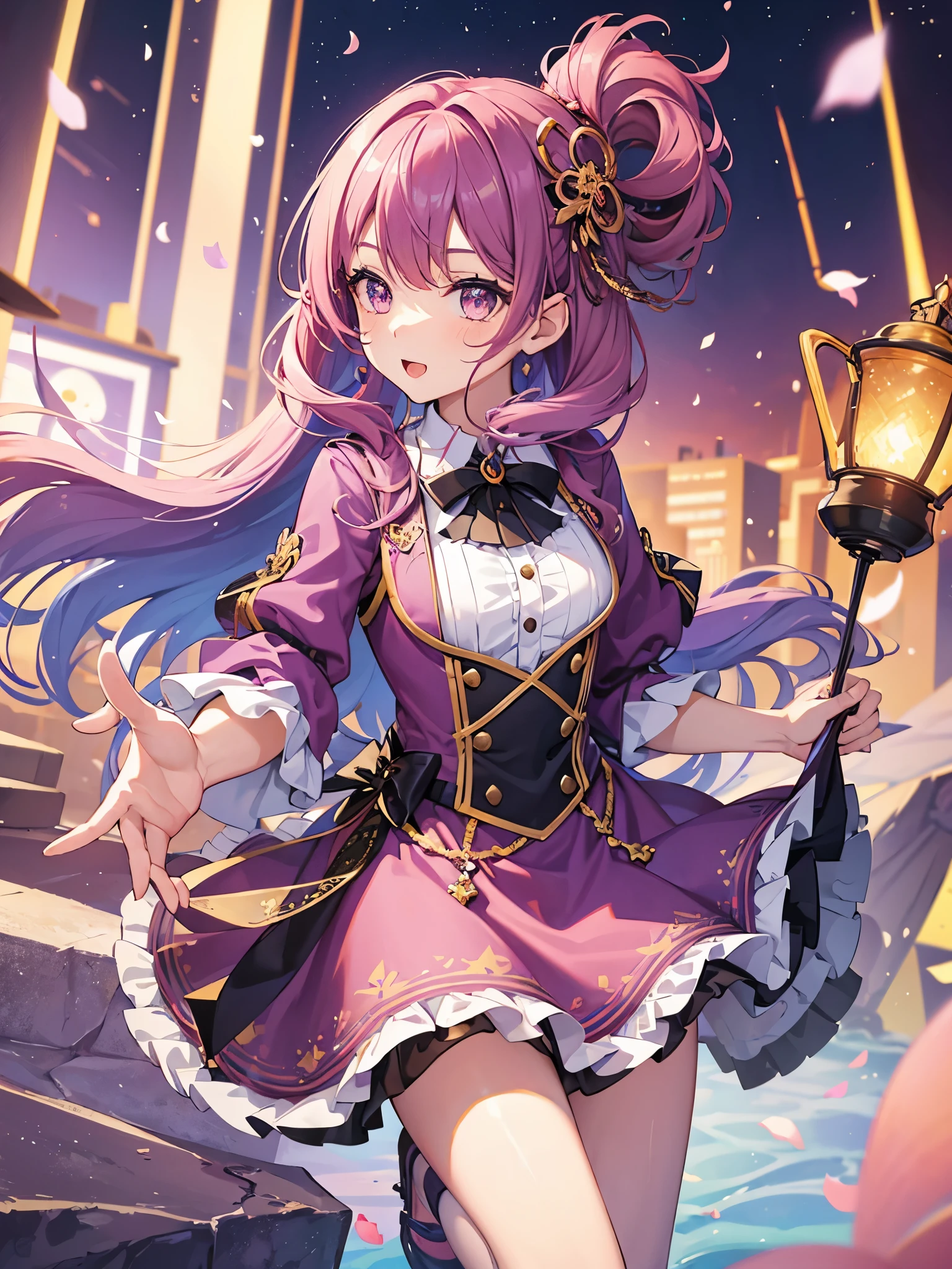 1girl, colorful hair, plum eyes, ((Dutch style dress)), ((idol)), magical girl