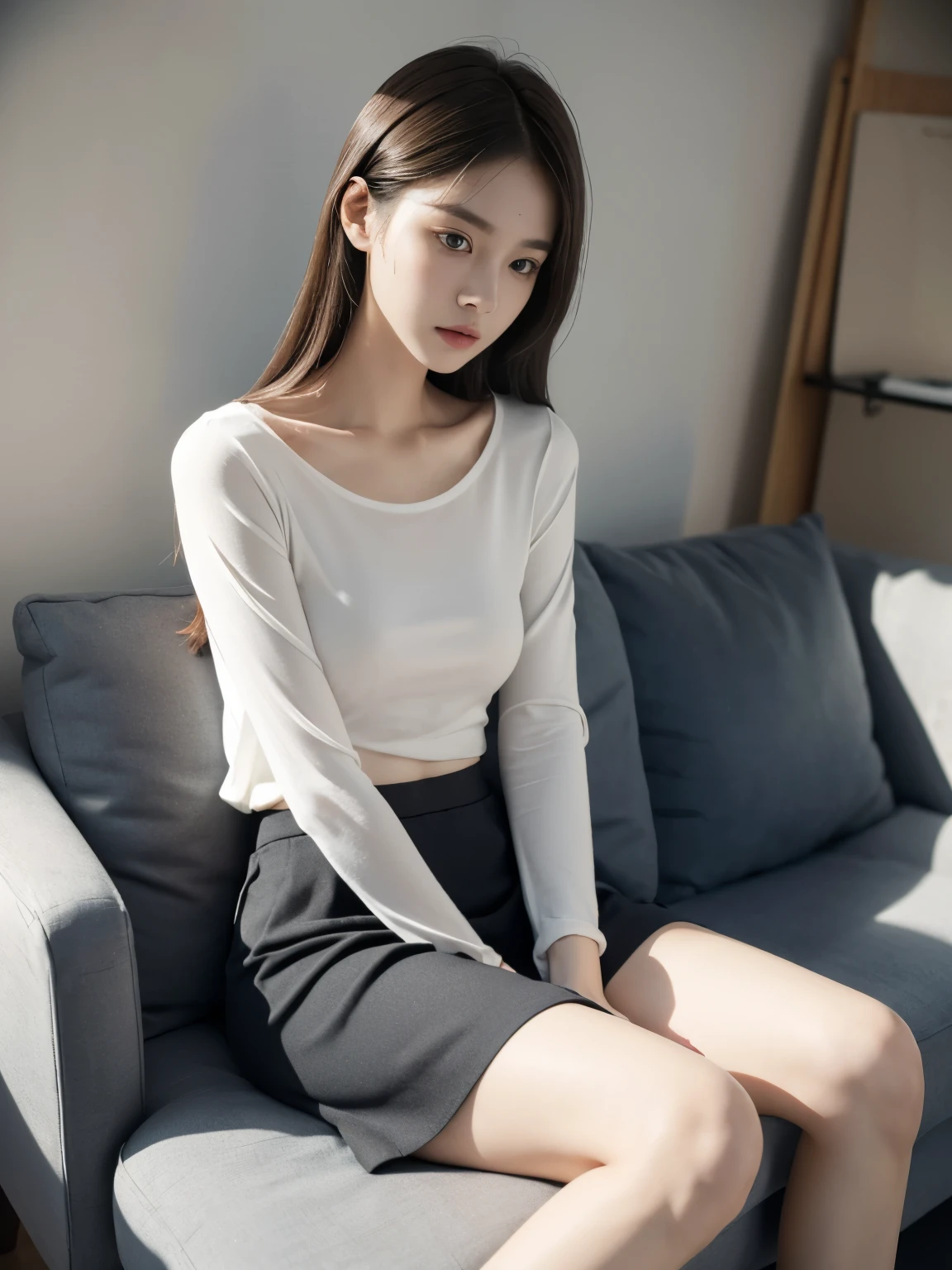 young girls,short skirt,legs apart,sitting,no pants