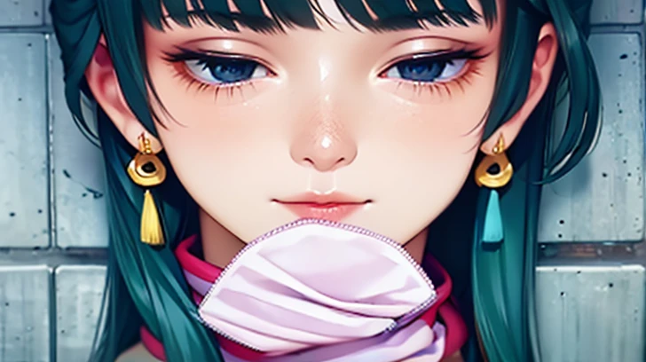 (High resolution:1.2, super detailed, realistic:1.37), (zen art:1.2), (dynamic pose:1.1), (abstract background:1.5), wavy long hair, pink hair, 1 girl, colorful, portrait, (overhead view:1.2)