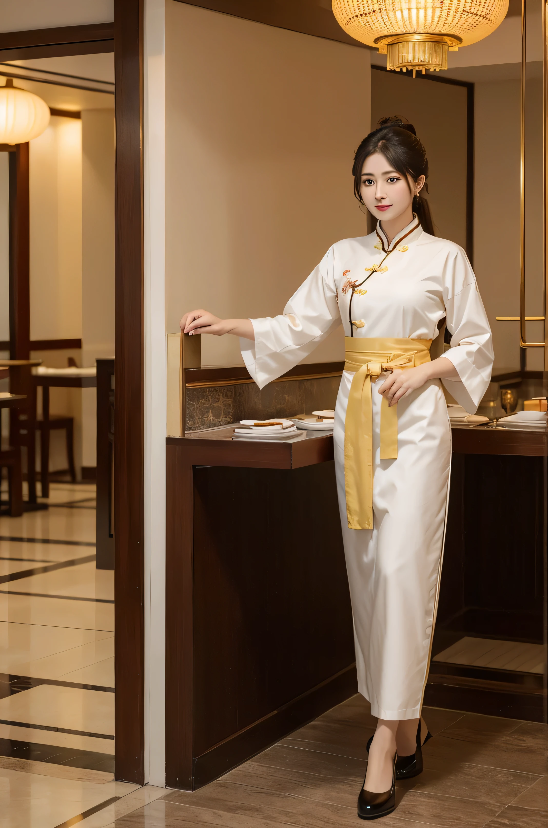 Kaneko,hotel服,Waiter clothing,restaurant clothing,hotel,A full-body view from head to toe,design diagram,Renderings,Chinese服务员图片,中式restaurant clothing系列,Chinese,Separate clothes