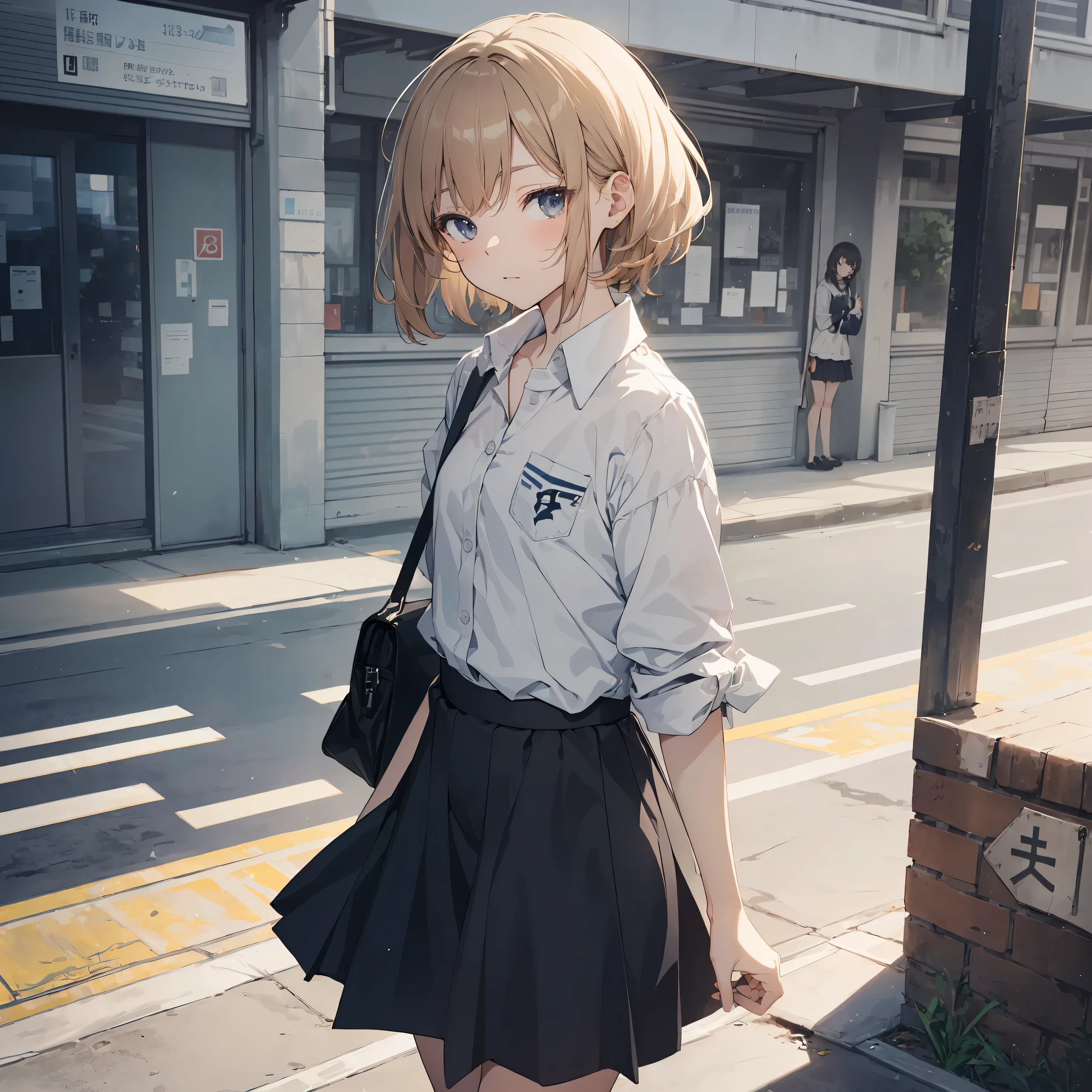pale chestnut hair、Pull up your skirt、high school girl、Japanese 、classroom、Pull up your skirt、Showing panties、黒いShowing panties、Blushing、