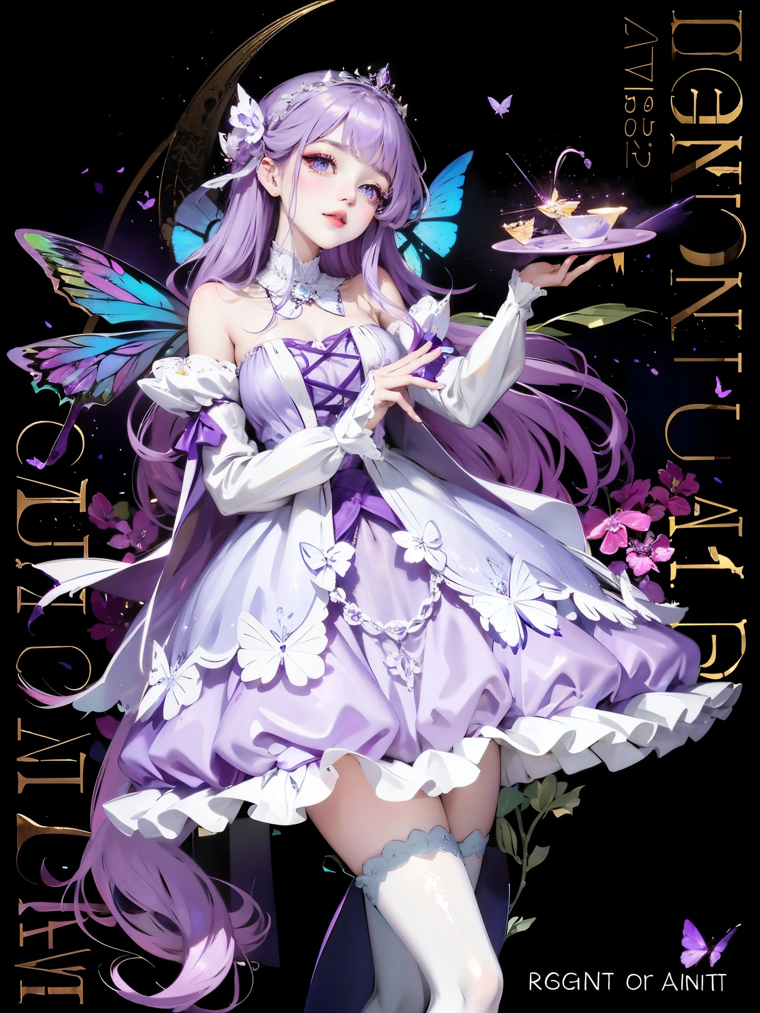 Arafad image of a woman wearing a purple dress and butterfly wings, fairy tale core, light violet, princess of amethyst, Belle Defin, ball jointed doll, deep Purple, fantasy dress, Wear purple clothes, Astral Fairy, purple skin color, Ethereal fairy tale, fantasy costumes, deep Purple garments, Wearing a purple romantic tutu, violet skin, 🌺 CG Society