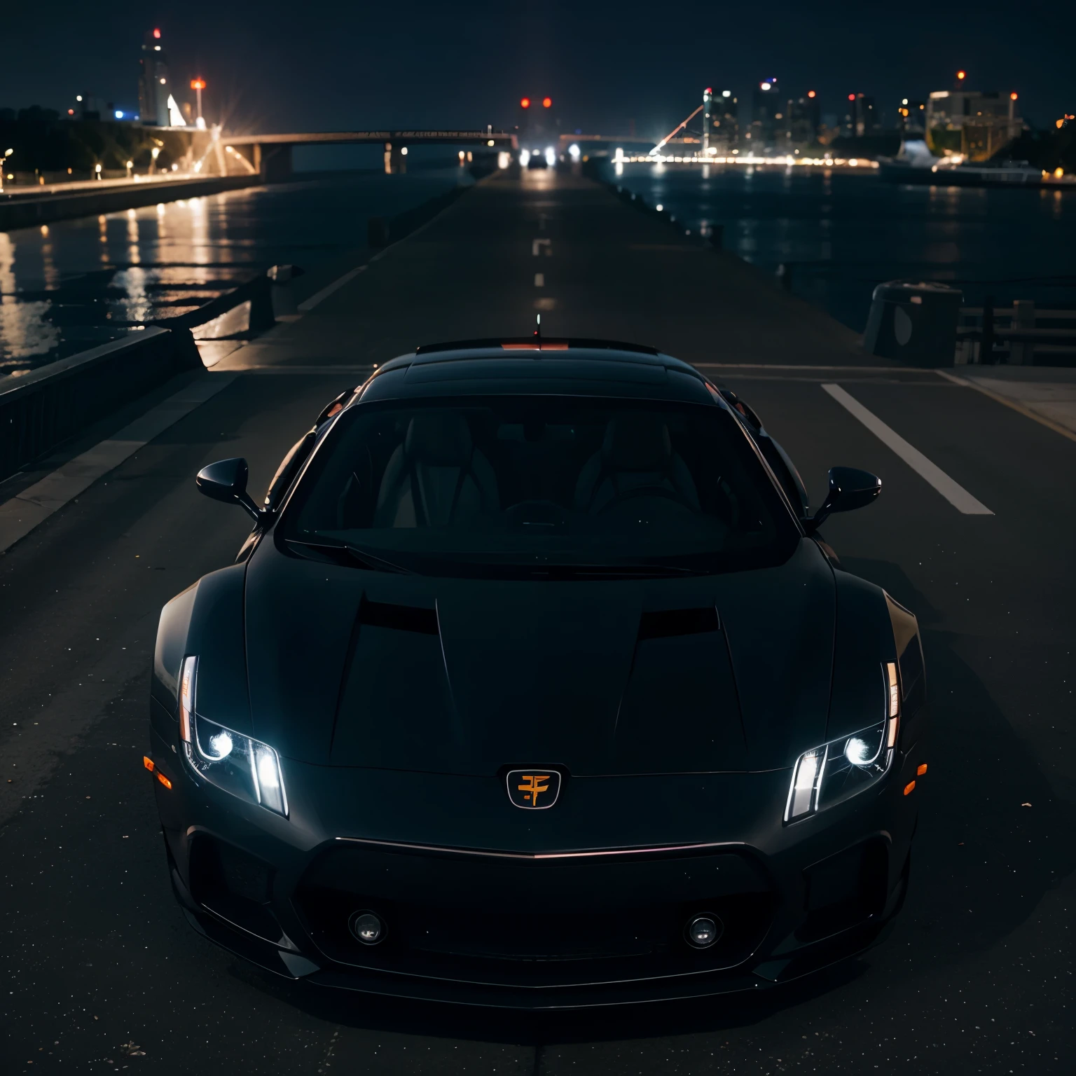 A super car in a night city 