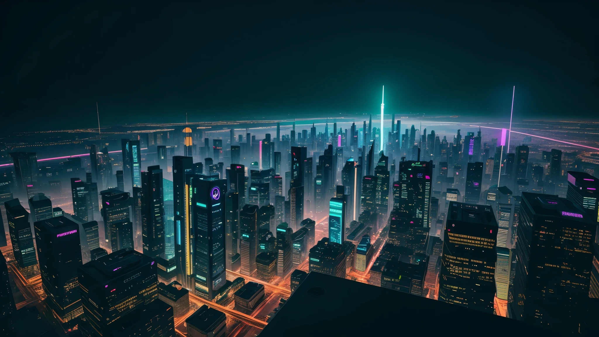 Cyberpunk Super City, pastel colors,  Anti-physics giant spectacle future technology AIGC Design Institute Utopia Neon Rendering Future Technology Light Surrealism 3D Masterpiece 4K 16:9 Cyberpunk Design Institute PPT cover, legendary, city View, space