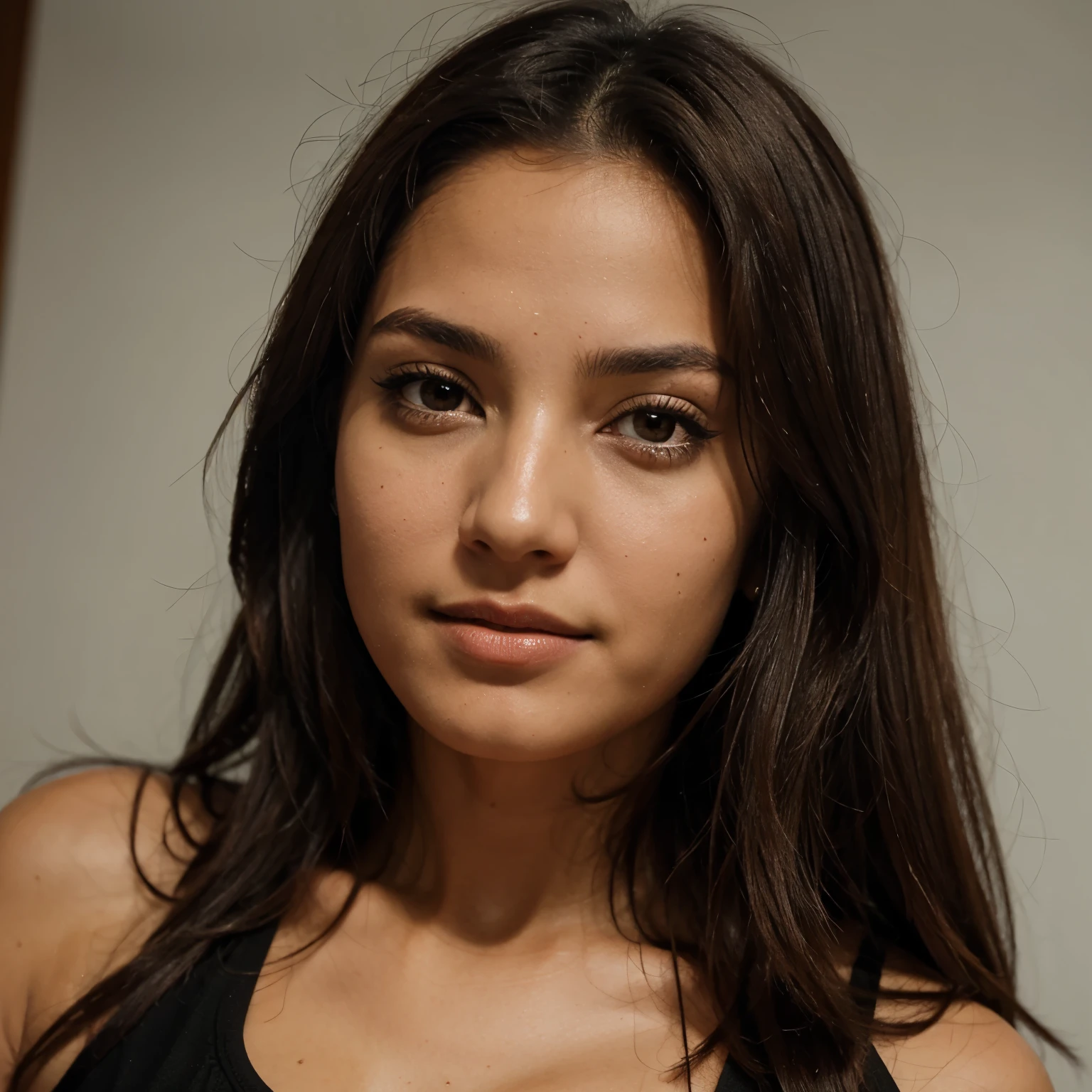 Uma bela mulher morena, face