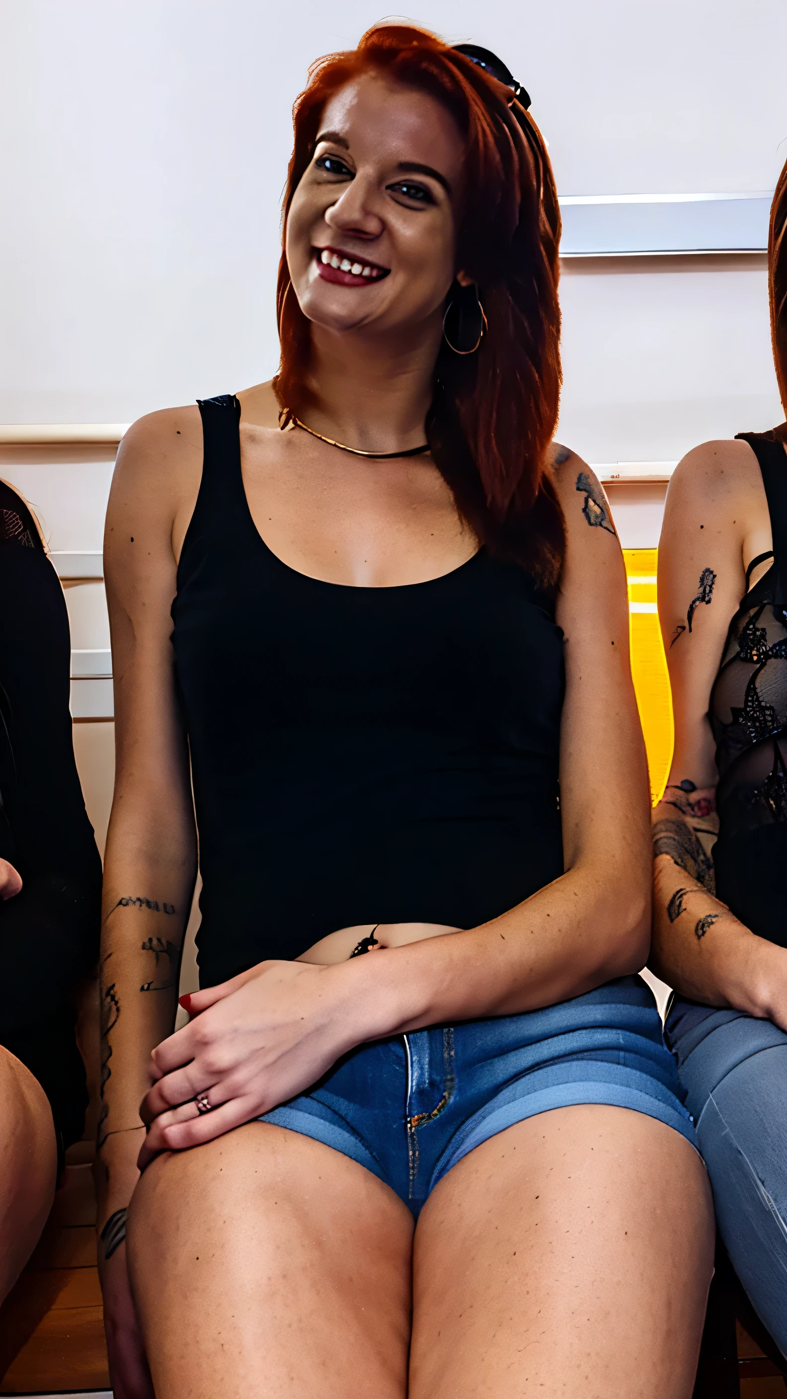 ((((photorealistic)))),
(((((highres, super detail, best quality, 4K, UHD, HDR))))),
((((1 girl with a perfect body)))),
(((solo))),
(((((wide shot, Wide-Angle, Canon, 135mm))))),
(((((cinematic lighting))))),
At night,
((((very attractive woman, Shana)))),
(((ray tracing))),
(32 years old: 1.2),
((((Shana, extremely attractive woman)))),
((((perfect hands, perfect hands, 5 digits on each hand)))),
(lightly tanned skin),
((medium-size breasts, cleavage)),
(((very beautiful face and smile))),
(((grey eyes))),
((medium-long dark red hair)),
(((((Wearing denim shorts, a black and red blouse))))),
((tattoos on her arms, tattoos on her legs)),
((((street background))))