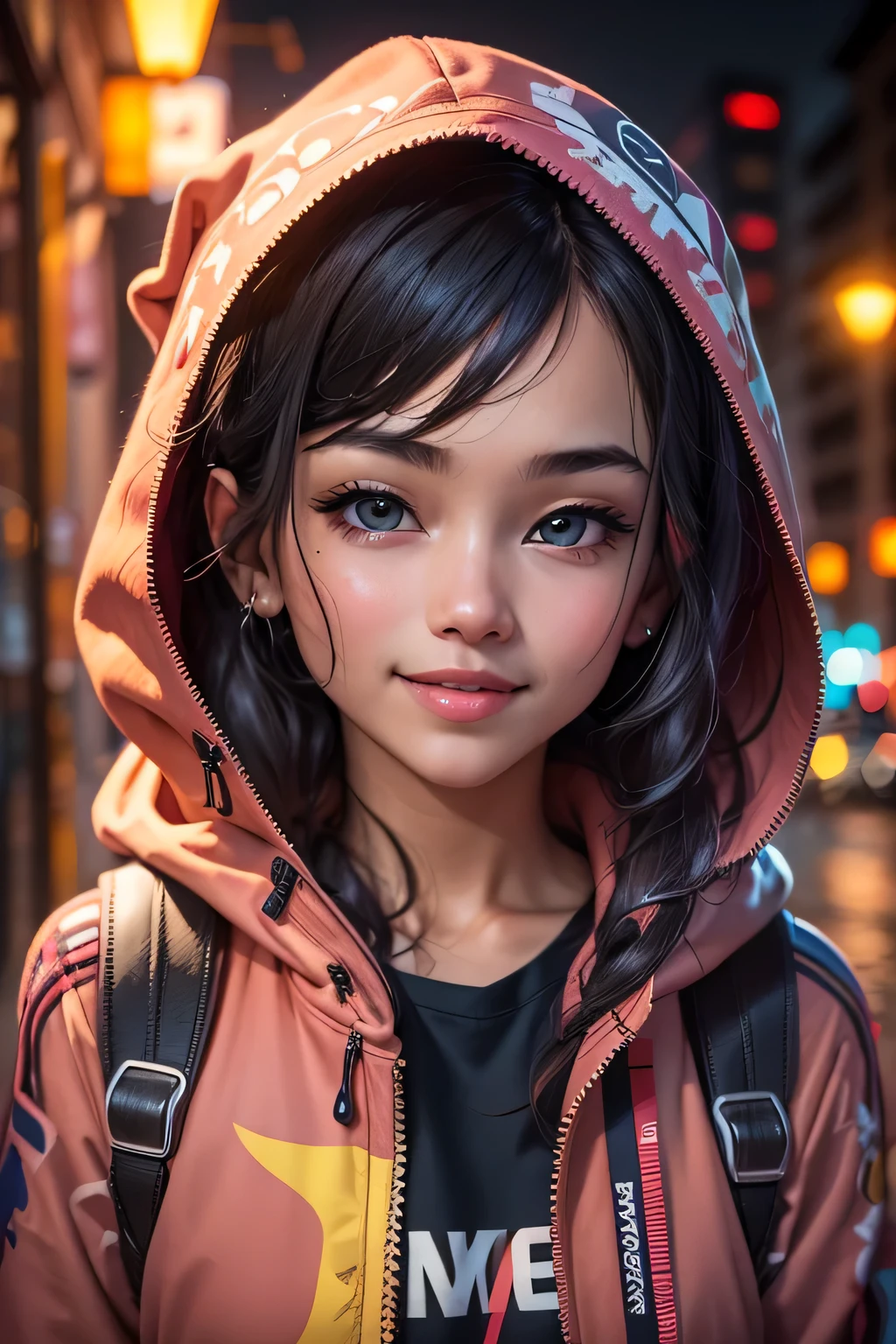 Illustration of a girl dressed in a pink jacket. --auto --s2