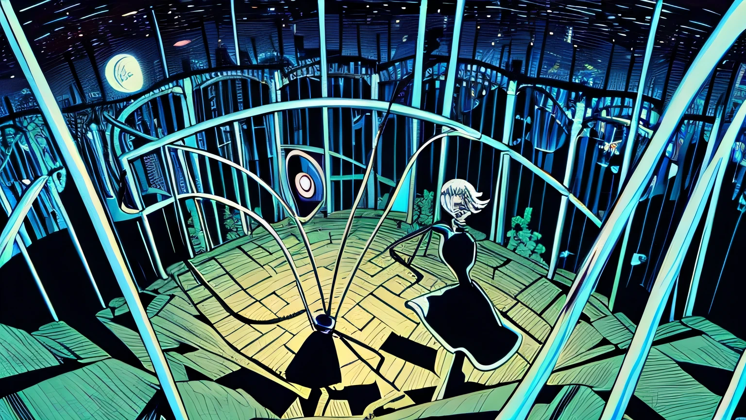 night An illustration comics maze marionette