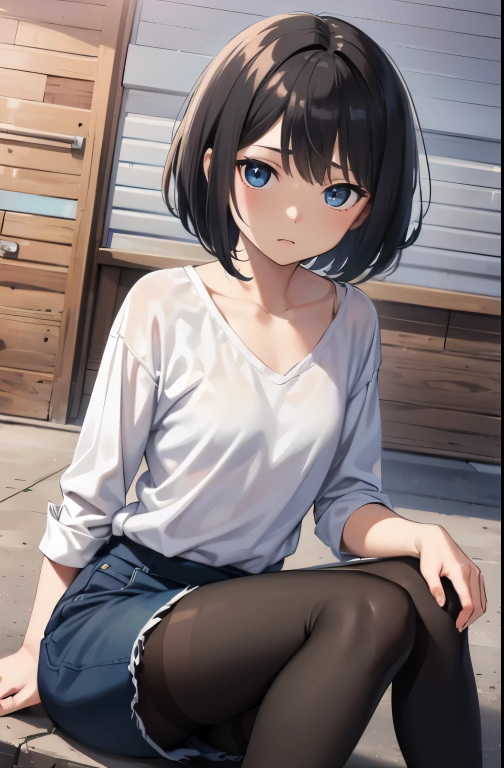 From below、White socks、Lively and comfortable girl、8K image quality、Masterpiece level、best picture quality、Lifelike(1.4 pcs)、Clearly visualize the whole body、with short hair、Realistic girls、Surreal girls --auto --s2