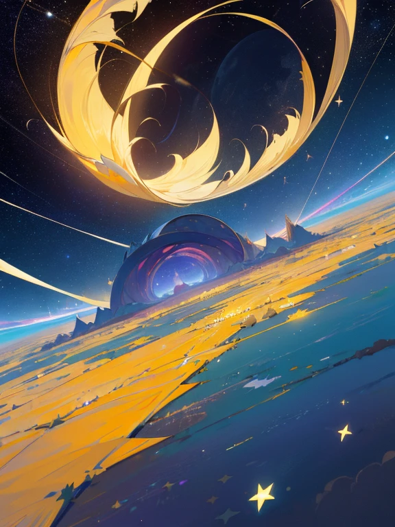 fondo de pantalla, Ridiculous resolution, high resolution, (obra maestra:1.4), Super detailed, estrellas, visto desde arriba, espacio, flotante, noche, Delicado loght azul, --a las 6