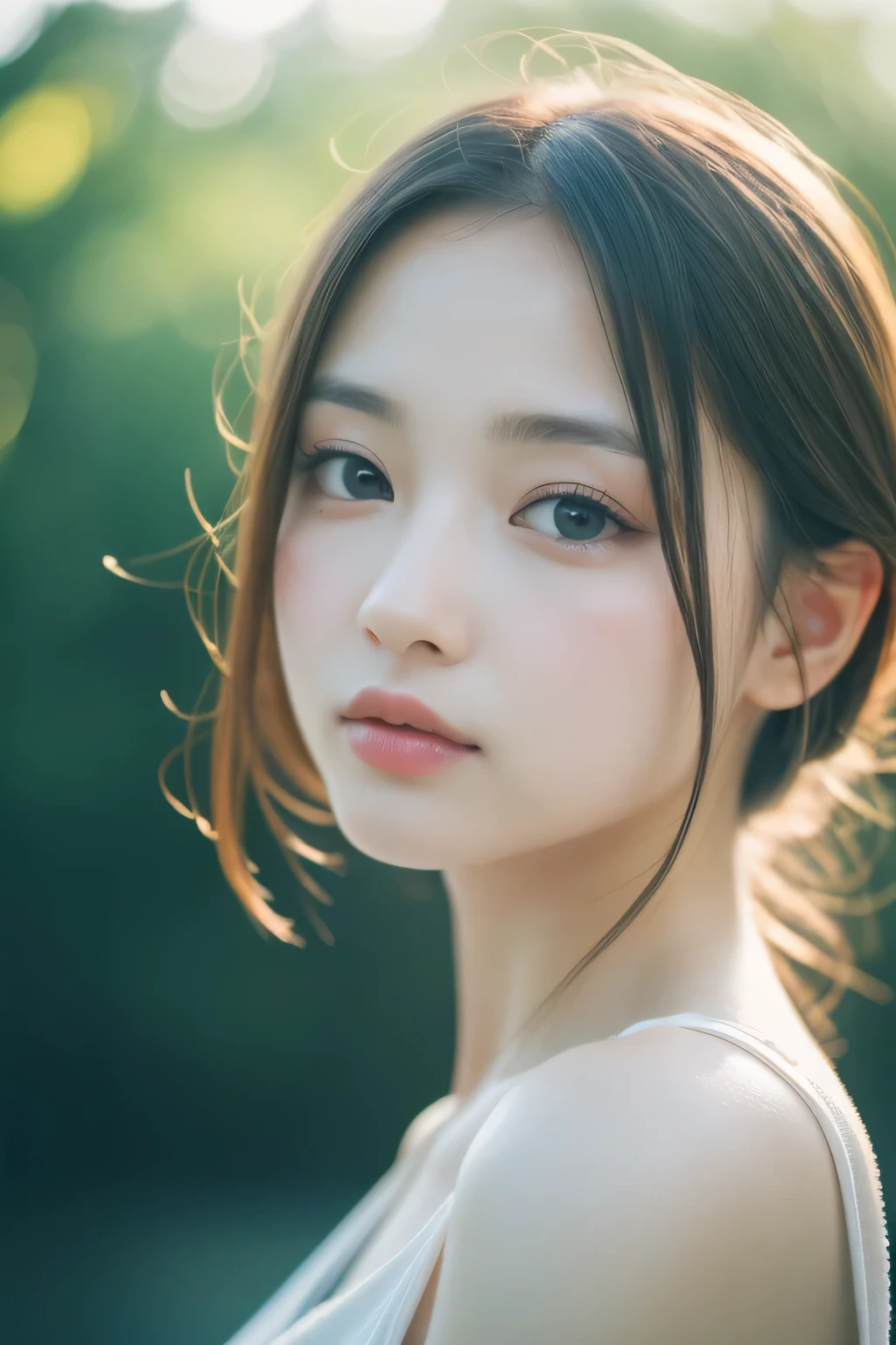 (8K,RAW photo, masterpiece),(realistic, photo-realistic:1.2),(extremely detailed 8K wallpaper),(sharp focus, Depth of bounds written),(blur background:1.2),(sunlight during the day:1.2),look at the camera, 1 girl