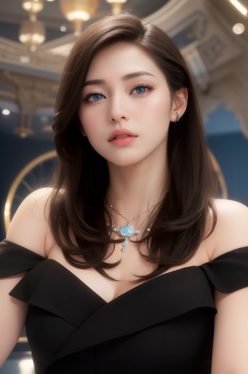 Beautiful big breastokeh), indoors, detailed luxury living room, gentle and charming beautiful goddess, Korean(kpop-idol), solo, necklace, oval face, double eyelids, smart, good hands, good feet, Natural, (from below angle), (glossy skin:1.05), ((low angle)), Perfect figure, (64k, UHD, RAW photo, best quality, masterpiece:1.4), (realistic, photo-realistic:1.37), ultra high res, photon mapping, radiosity, physically-based rendering, professional soft lighting