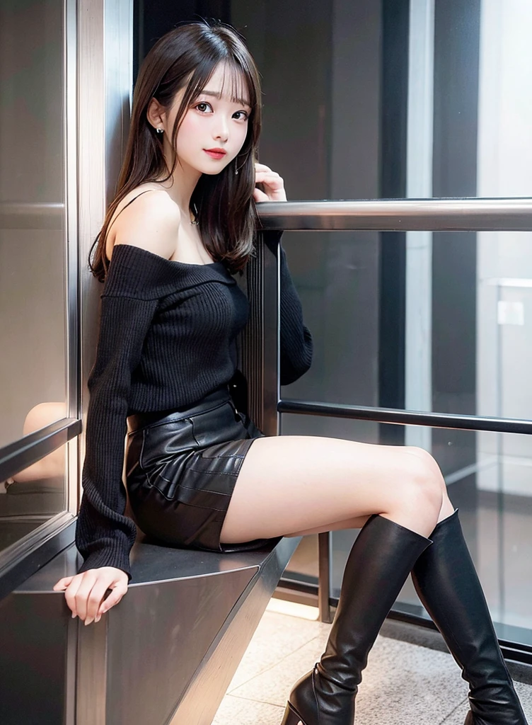 1girl, matured woman, 30years old, seductive, sitting, from below