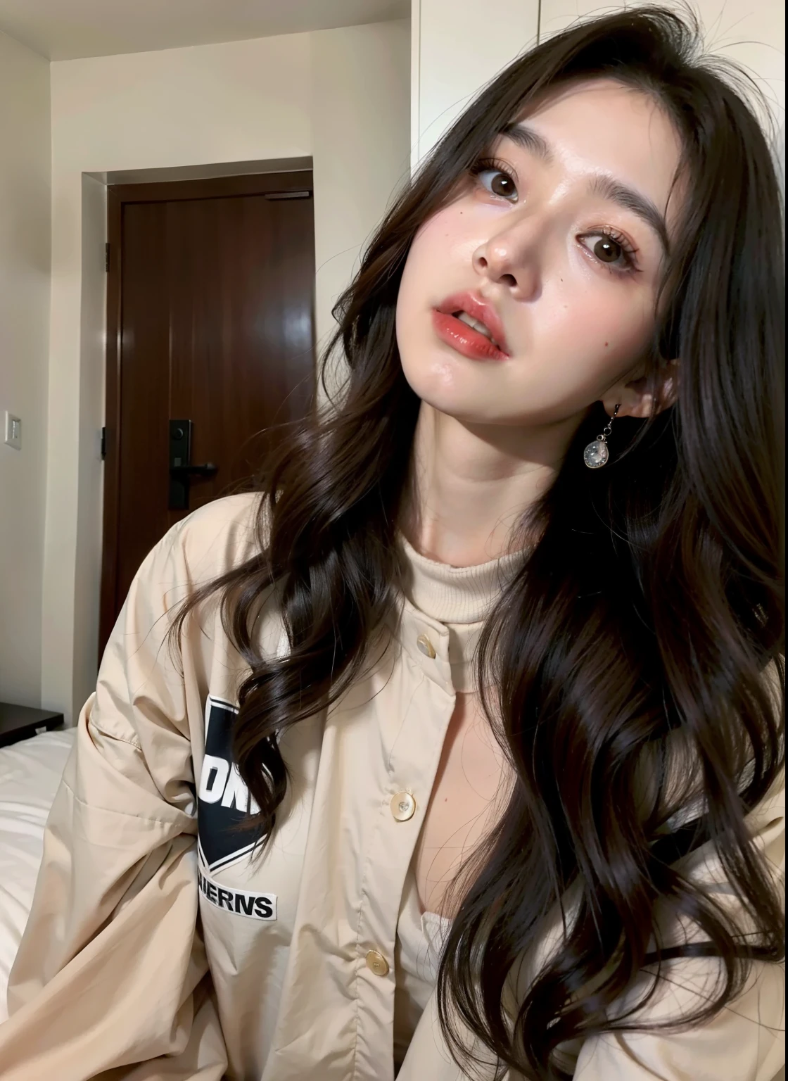 a close up of a woman con cabello largo wearing a shirt, ulzzang, hermosa joven coreana, con cabello largo, hermosa mujer surcoreana, hermosa joven coreana, asian girl con cabello largo, muchacha coreana, ilya kuvshinov con cabello largo, joven y adorable rostro coreano, long brown hair, heonhwa choe, maquillaje coreano popular
