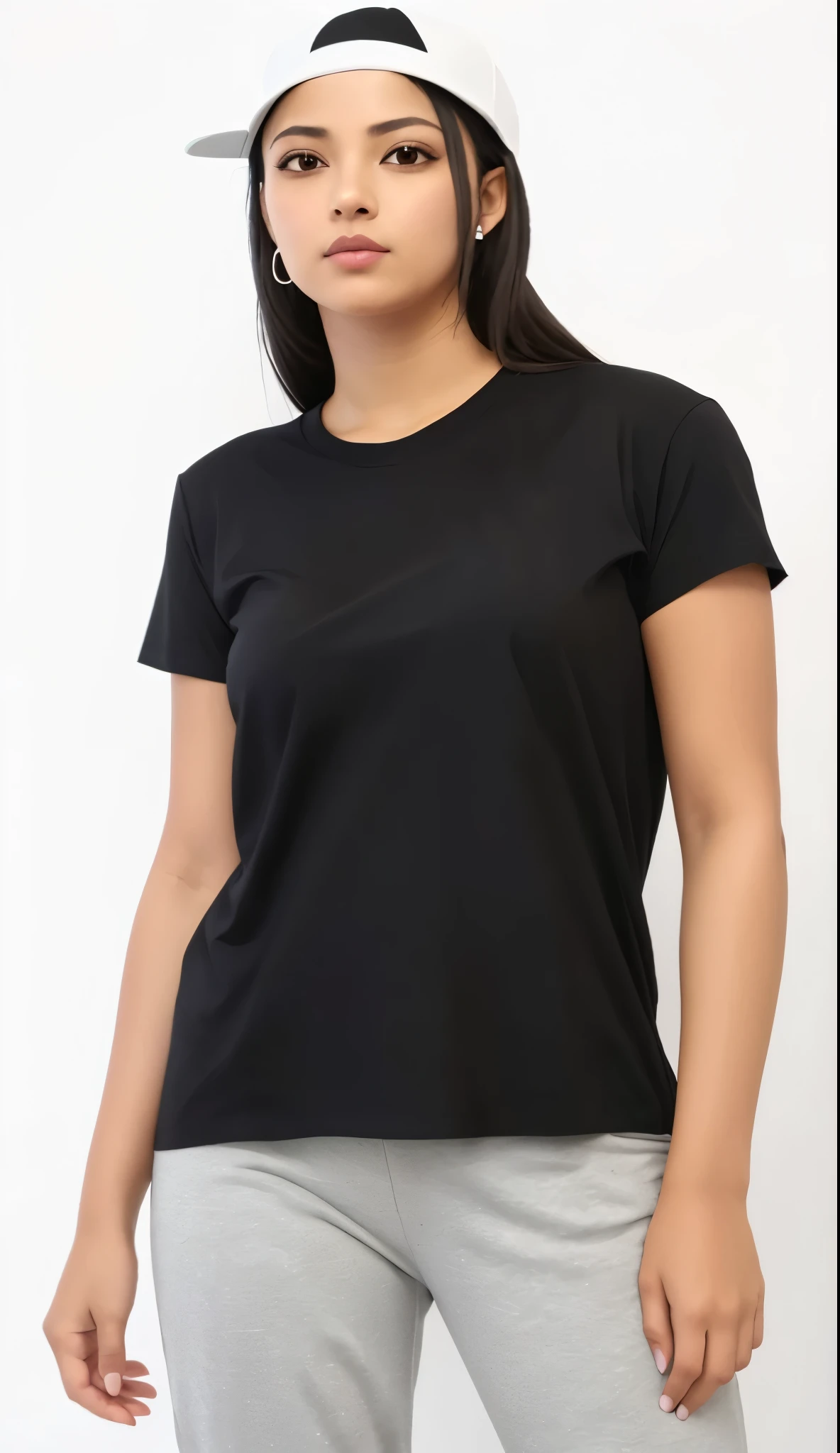 a woman vestindo um preto camiseta and grey pants, wearing a backwards baseball cap, camiseta preta, wearing black camiseta, vestindo um preto camiseta, Camisa preta, camiseta preta, black camiseta, wearing a camiseta preta, top preto, wearing a Camisa preta, in camiseta, manga curta, roupa preta, camiseta, vestindo um preto!! camiseta