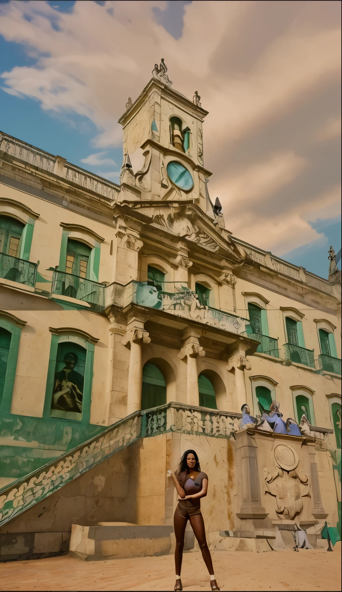 uma mulher em uma antigo museu imagem realista