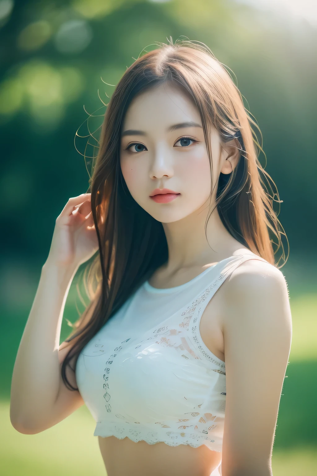 (8K,RAW photo, masterpiece),(realistic, photo-realistic:1.2),(extremely detailed 8K wallpaper),(sharp focus, Depth of bounds written),(blur background:1.2),(sunlight during the day:1.2),look at the camera, 1 girl