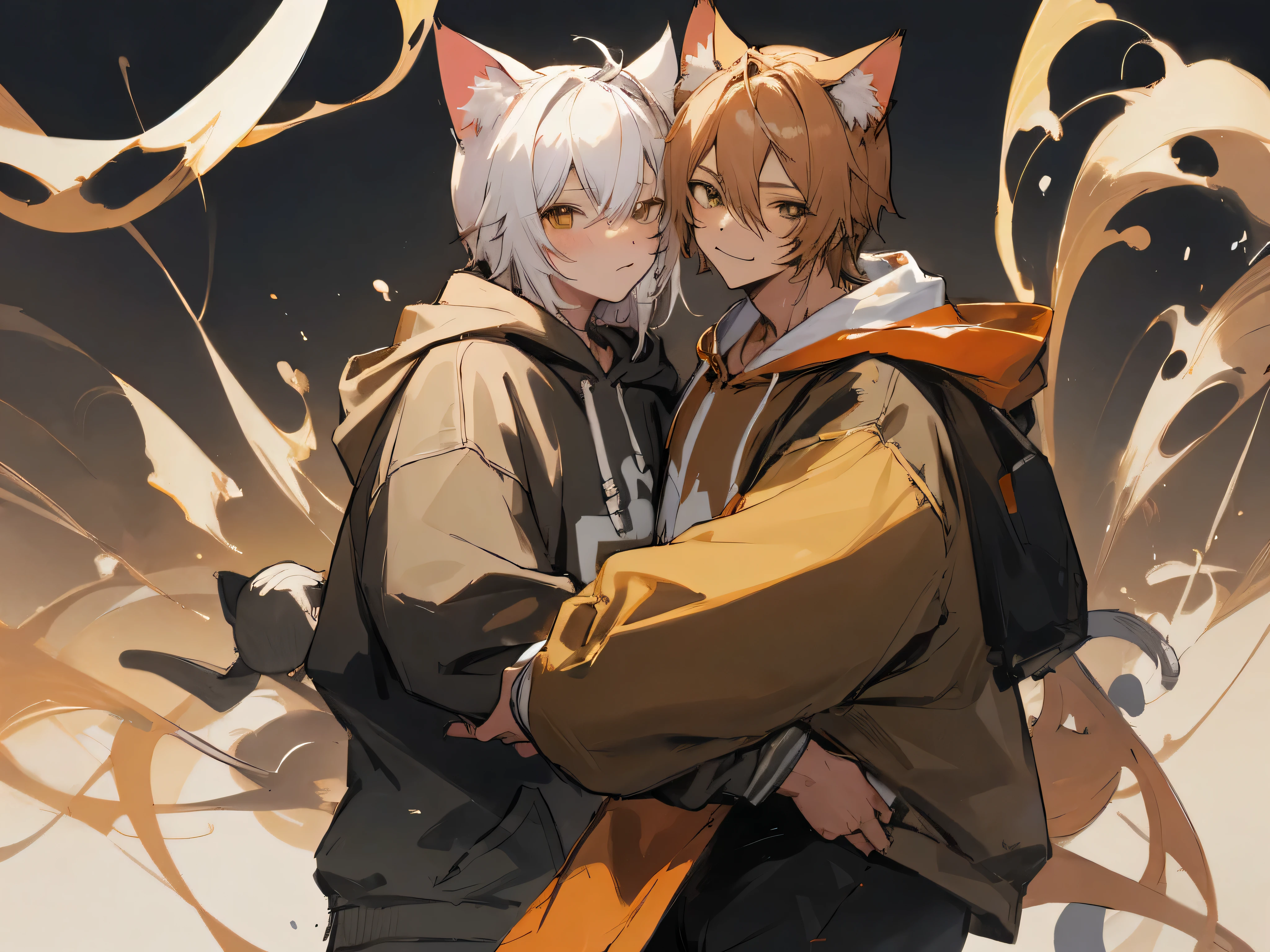 masterpiece,pamper,(cat ears hoodie),male,ムラムラ、Background room