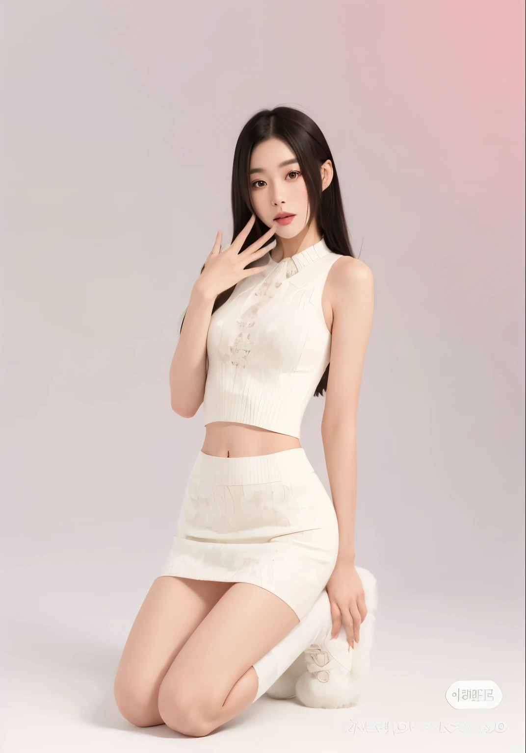 un primer plano de una mujer sentada sobre una superficie blanca, traje ajustado blanco liso, modelo de moda femenina coreana, foto de modelo chica delgada, jia, preciosa modelo china, tendencia en cgstation, 2 4 year old female model, hermosa joven coreana, sha xi, traje blanco, tendencia en cgstation, xianxia de cuerpo completo, xisionwu