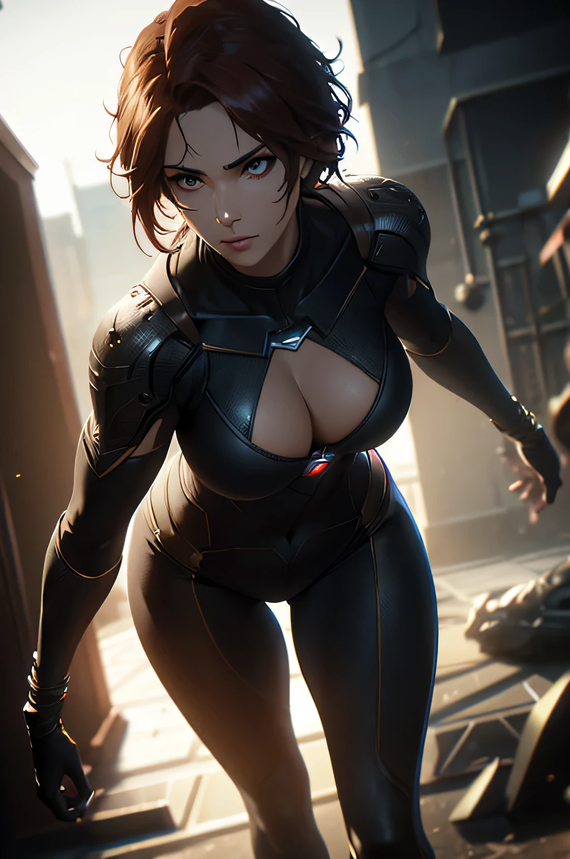 A superheroine, sexy, big breasts, dynamic pose, 3d, (8k), detailed texture,(hyperdetailed), (photo realistic), cinematic light, cinematic action, highly detailed, realistic, Isometric, full body, in frame, driven expression, dark theme, (extremely detailed eyes), detailed symmetric realistic face, extremely detailed natural texture, masterpiece, extremely detailed, amazing, fine detail, rich colors, hyper realistic lifelike texture, dramatic lighting, unreal engine, trending on art station, photo realistic, RAW photo, high quality, high res, sharp focus, extremely detailed, cinematic lighting, 8k, high definition, cinematic, neoprene, unreal engine 5, ultra sharp focus