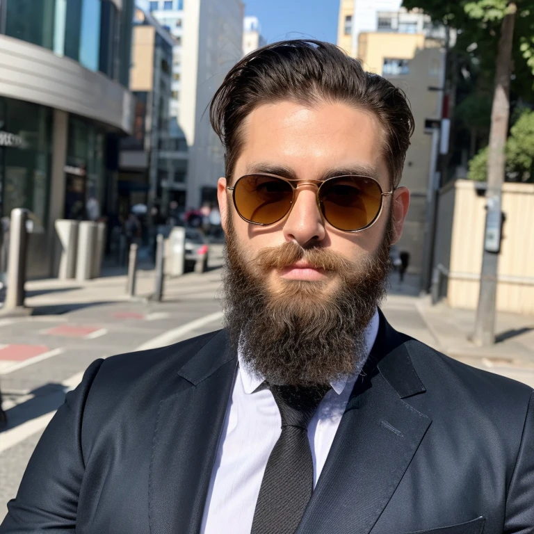 man　wearing sunglasses　growing a beard