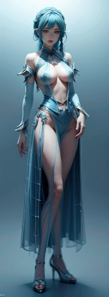 blue hair surrealist, shadow, character table, Reference table, Draw while standing, 8k, Super details, 1080P, Women HD, 4K, 8k, 16k, high resolution, best quality, high quality, anatomically correct, masterpiece, precise, ultra high definition,grace,Unreal Engine,delicate face,long braids,slim,long legs