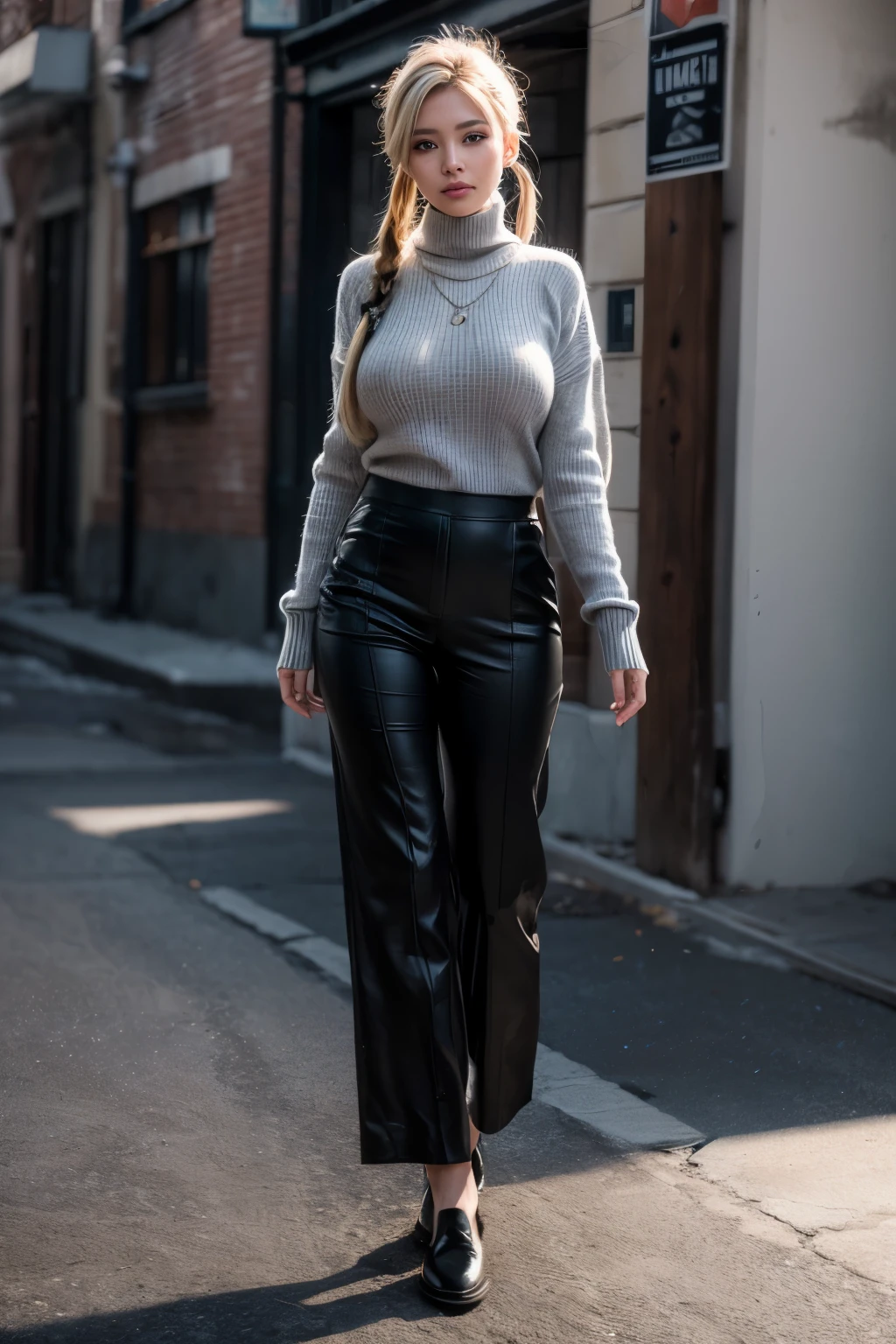 huge breast. excellent breast, masterpiece,ultra realistic,32k,extremely detailed CG unity 8k wallpaper, best quality, masterpiece,ultra realistic,32k,extremely detailed CG unity 8k wallpaper, best quality,(winter day ),lady ,necklace ,eardrop, Grand Canyon, United States, ( Orchid Pair a fitted turtleneck sweater with wide-leg pants and loafers. ) , Ash blonde hair pigtails ,