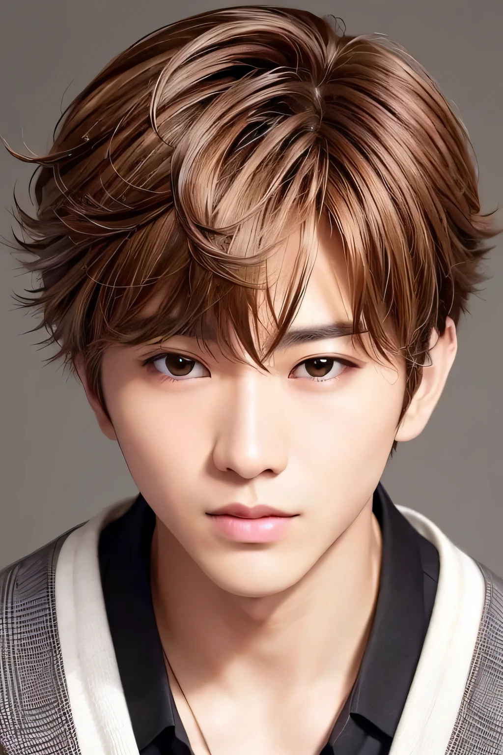 1 person、high quality,masterpiece,8K, (head shot),、sunburned skin、、、、、(Brown messy wind-resistant hairstyle)、、、、、