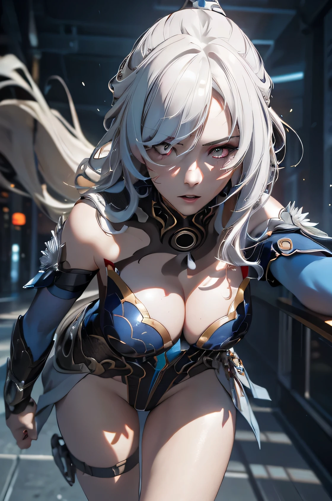 A superheroine, sexy, big breasts, dynamic pose, 3d, (8k), detailed texture,(hyperdetailed), (photo realistic), cinematic light, cinematic action, highly detailed, realistic, Isometric, full body, in frame, driven expression, dark theme, (extremely detailed eyes), detailed symmetric realistic face, extremely detailed natural texture, masterpiece, extremely detailed, amazing, fine detail, rich colors, hyper realistic lifelike texture, dramatic lighting, unreal engine, trending on art station, photo realistic, RAW photo, high quality, high res, sharp focus, extremely detailed, cinematic lighting, 8k, high definition, cinematic, neoprene, unreal engine 5, ultra sharp focus